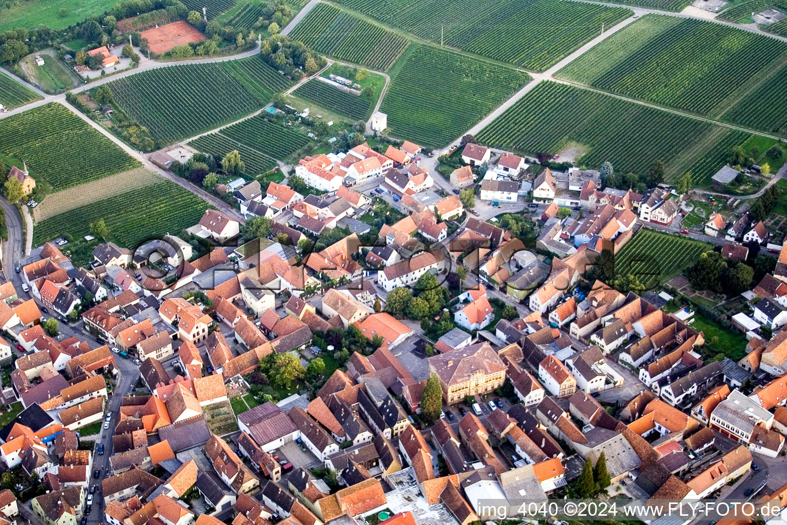 District Nußdorf in Landau in der Pfalz in the state Rhineland-Palatinate, Germany from above