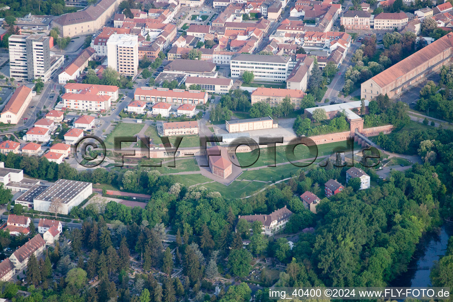 Bird's eye view of Germersheim in the state Rhineland-Palatinate, Germany