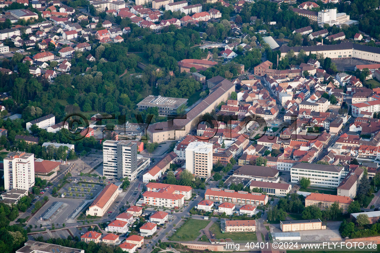 Germersheim in the state Rhineland-Palatinate, Germany from a drone