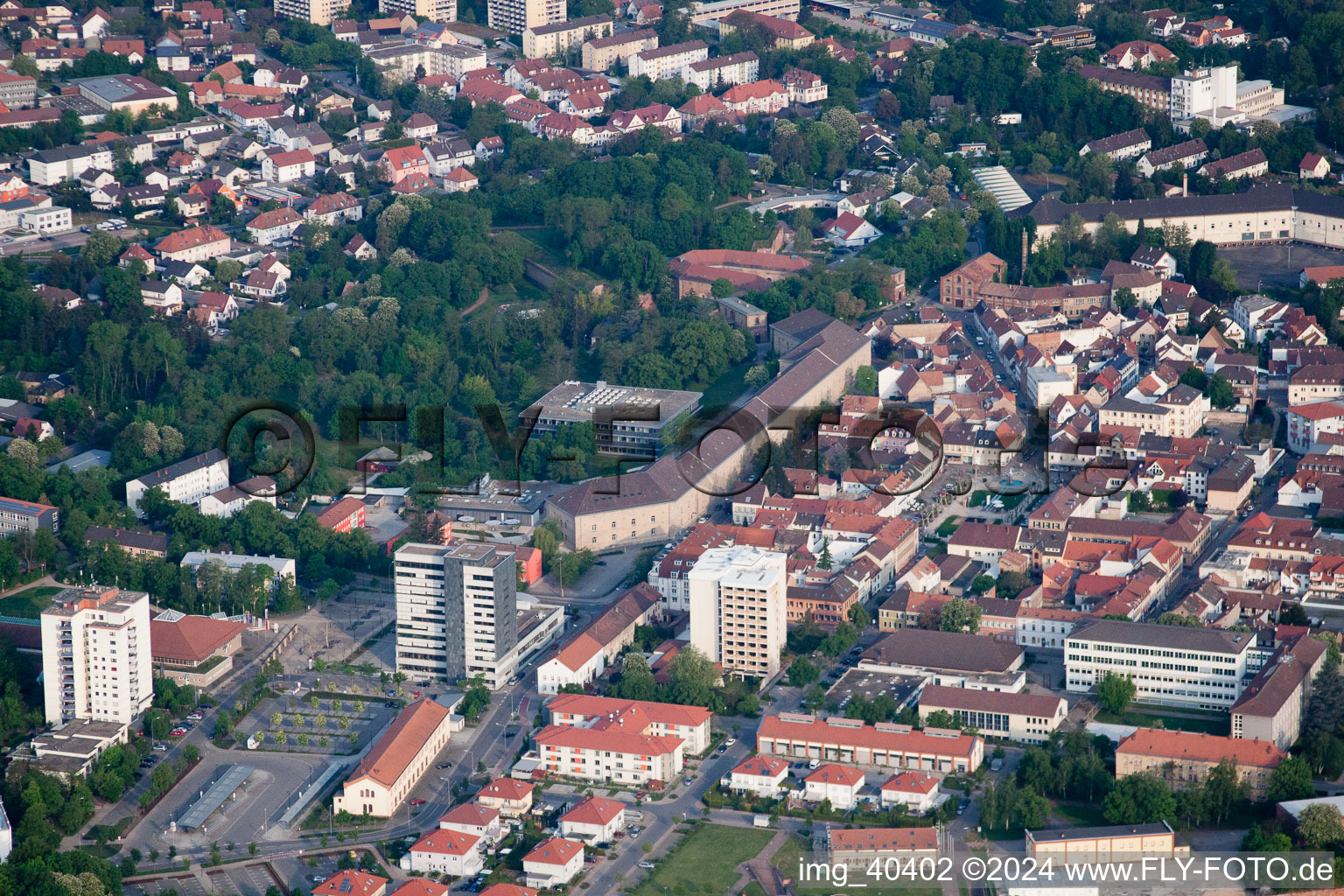 Germersheim in the state Rhineland-Palatinate, Germany seen from a drone