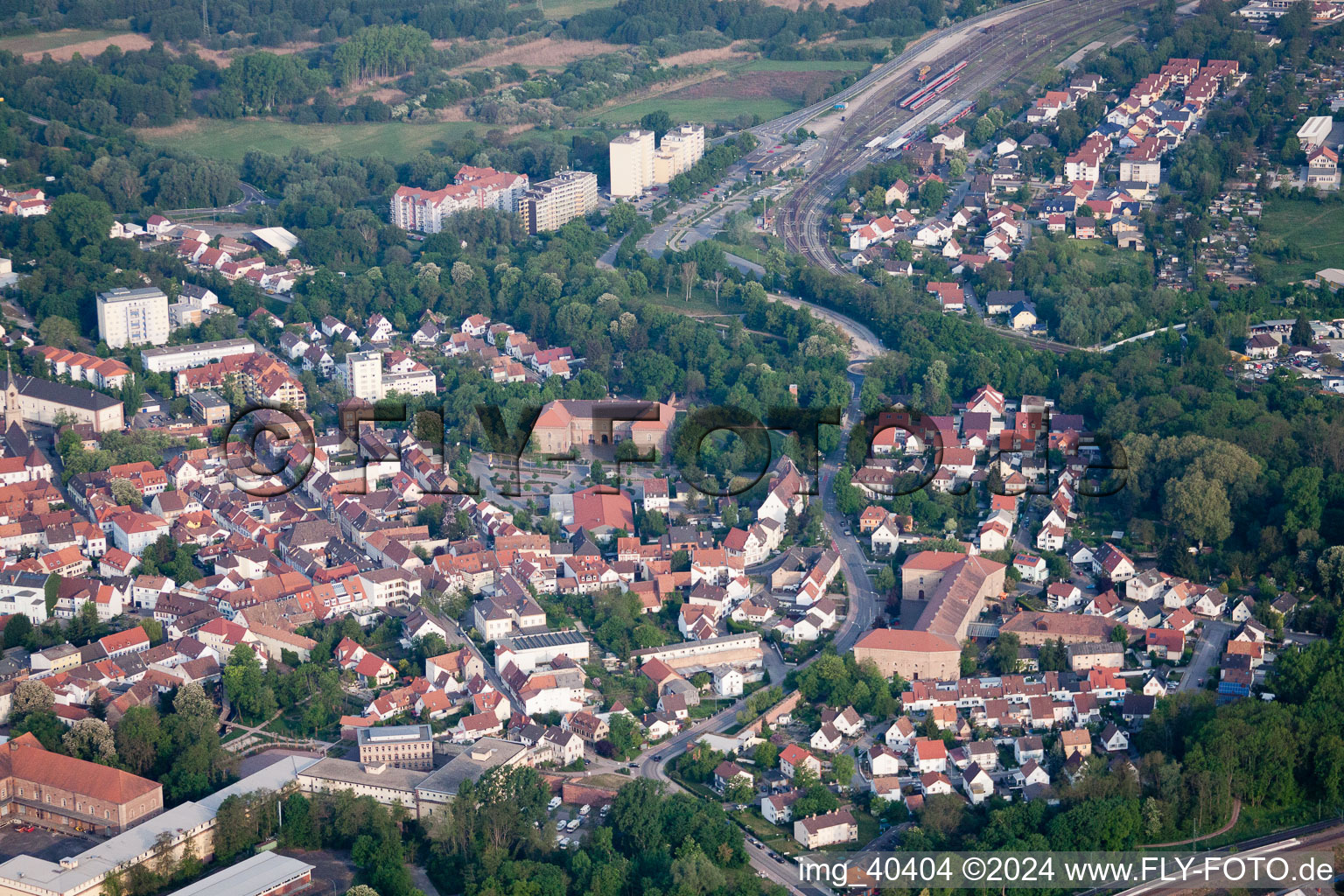 Aerial photograpy of Germersheim in the state Rhineland-Palatinate, Germany