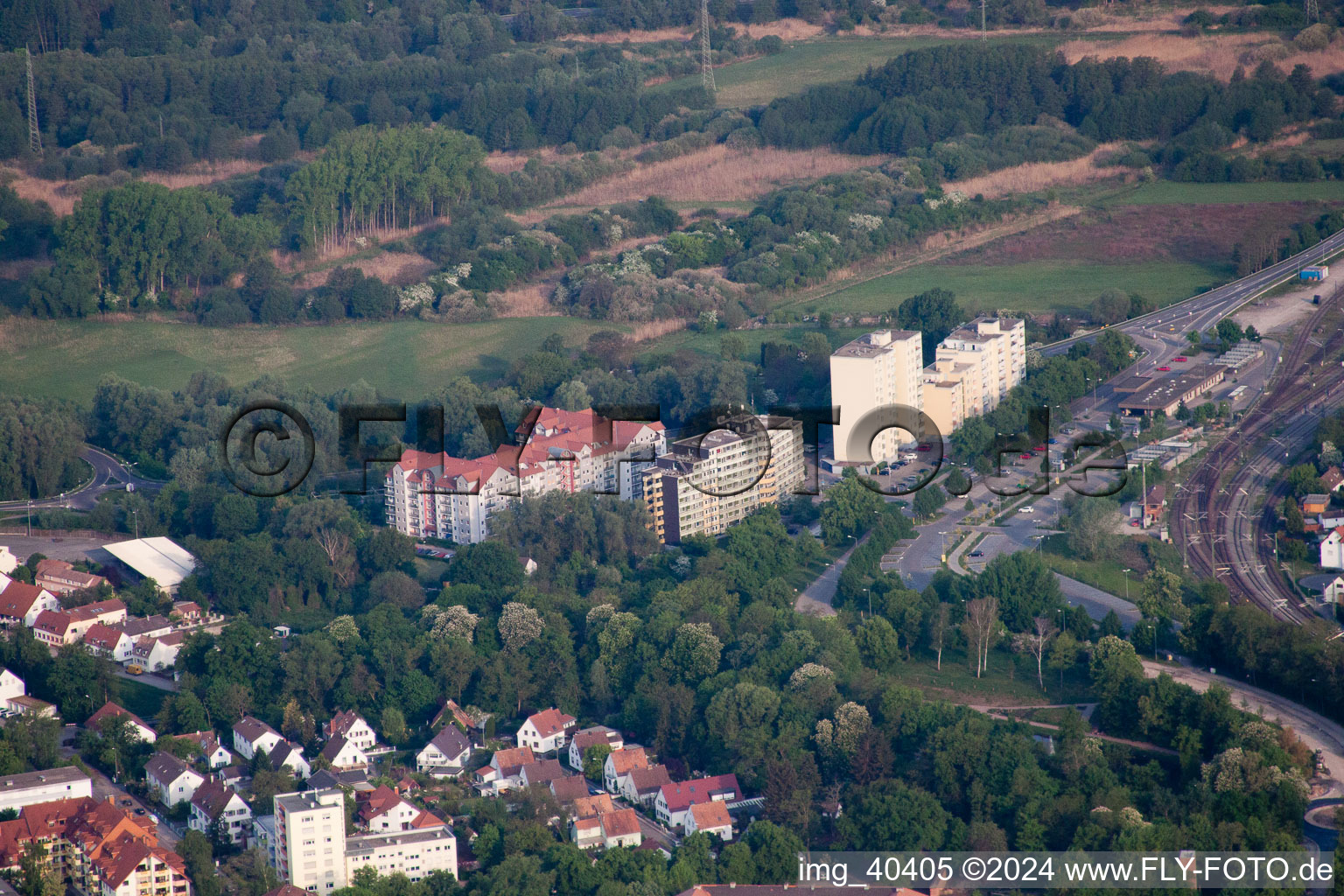 Germersheim in the state Rhineland-Palatinate, Germany from a drone