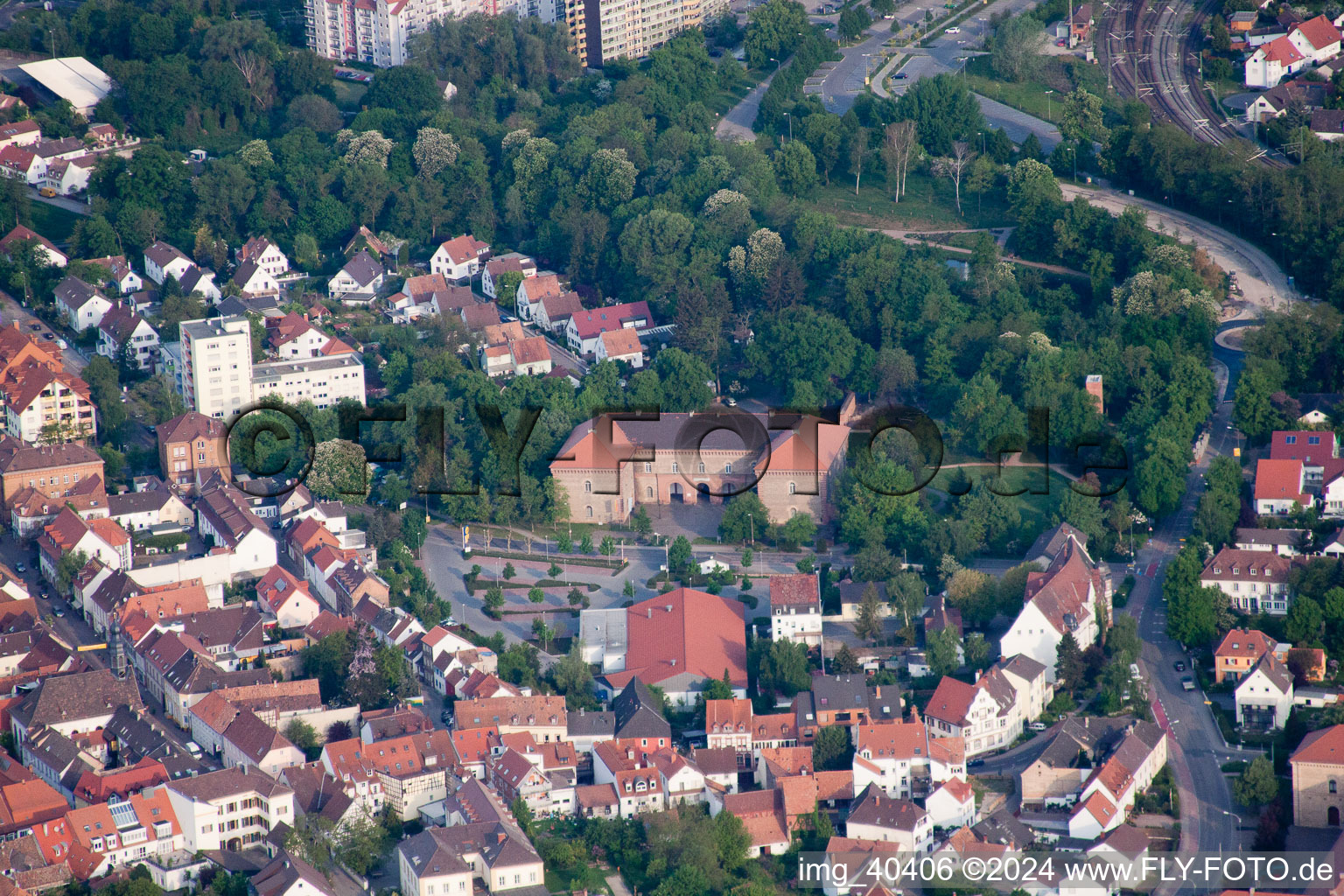 Germersheim in the state Rhineland-Palatinate, Germany seen from a drone