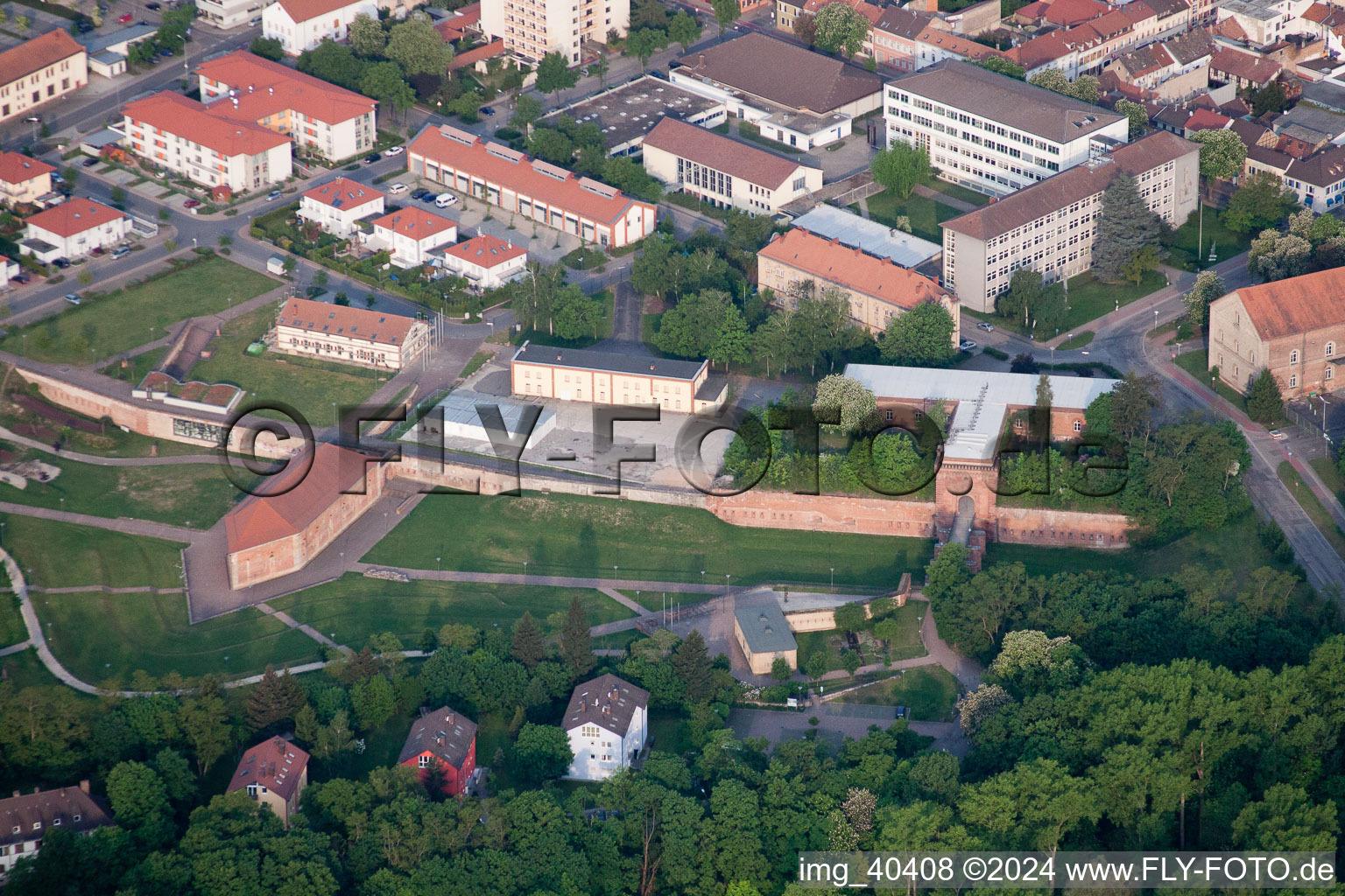 Aerial view of Germersheim in the state Rhineland-Palatinate, Germany