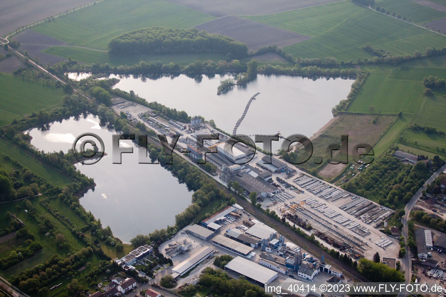 District Rheinsheim in Philippsburg in the state Baden-Wuerttemberg, Germany seen from above