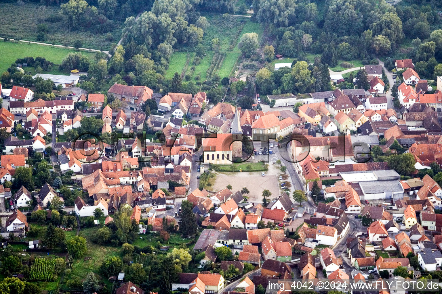 Village view in the district Godramstein in Landau in der Pfalz in the state Rhineland-Palatinate