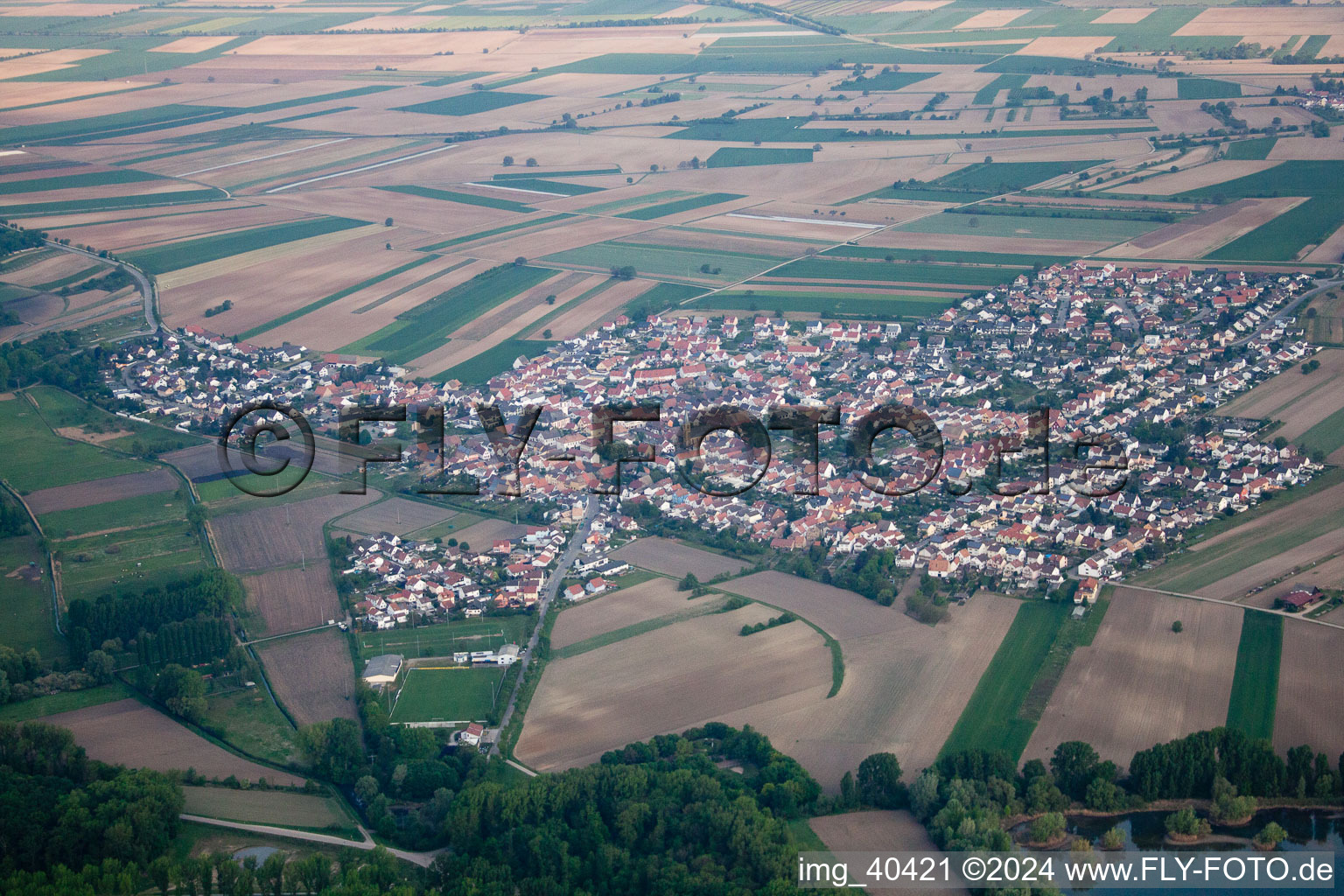 District Mechtersheim in Römerberg in the state Rhineland-Palatinate, Germany out of the air