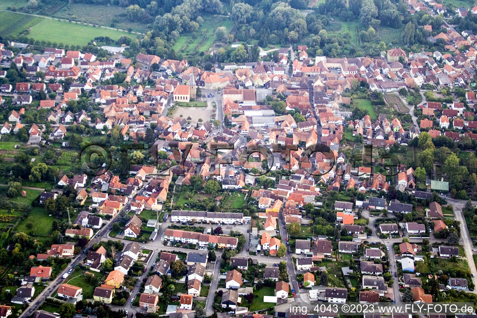 Aerial view of From the north in the district Godramstein in Landau in der Pfalz in the state Rhineland-Palatinate, Germany