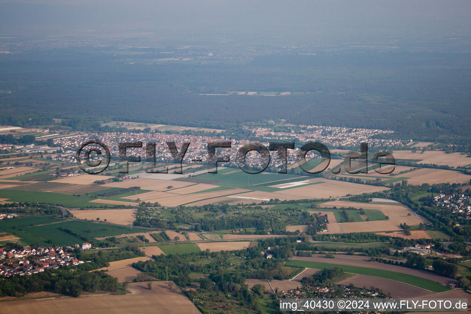 Hockenheim in the state Baden-Wuerttemberg, Germany from the plane