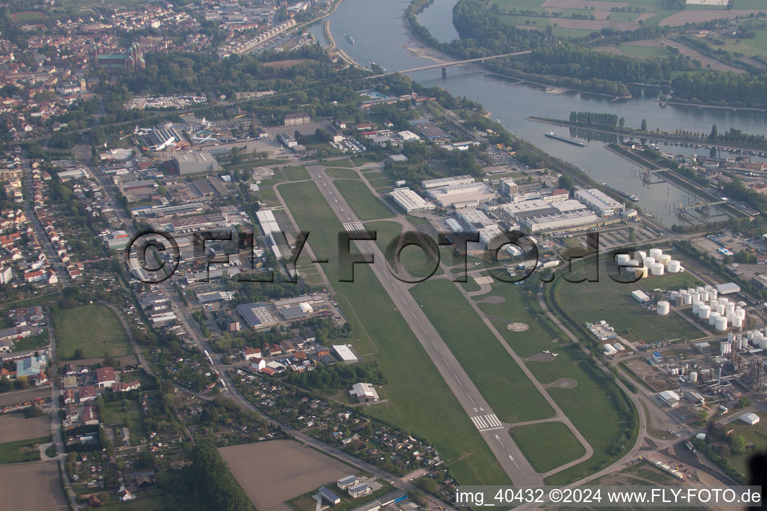 Drone recording of Airport in Speyer in the state Rhineland-Palatinate, Germany