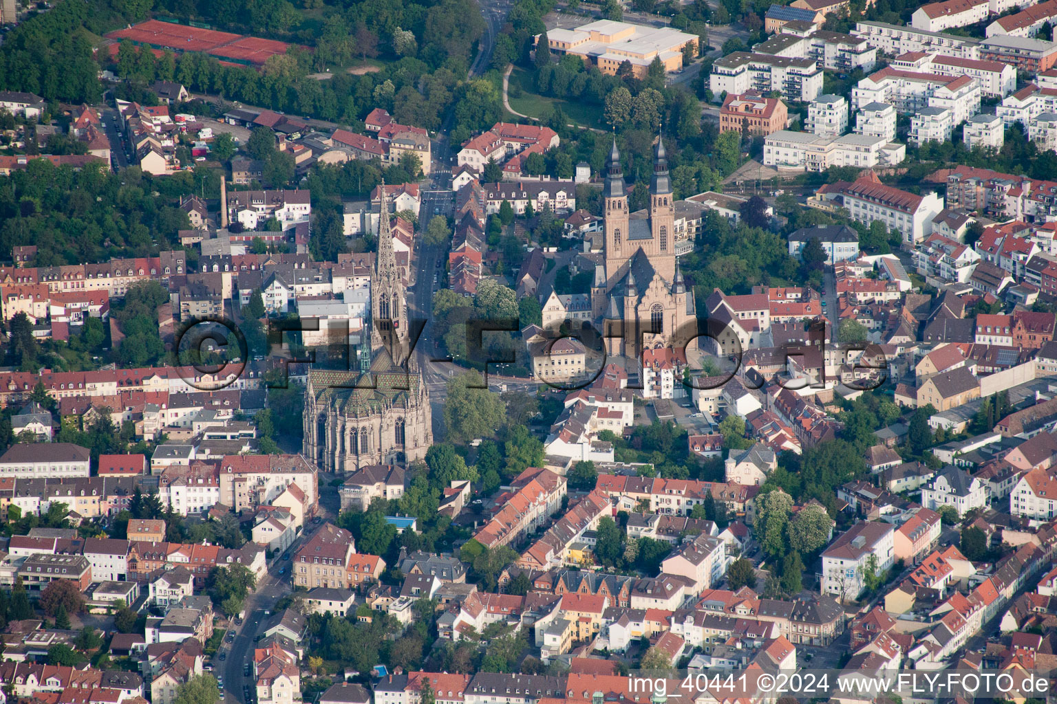 Aerial view of Speyer in the state Rhineland-Palatinate, Germany