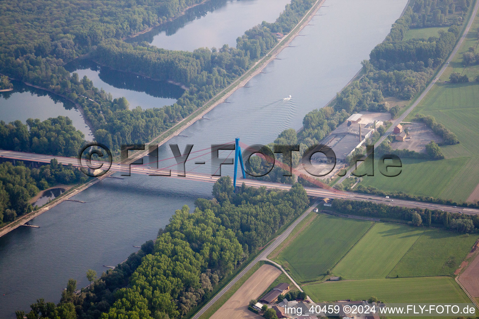 Aerial photograpy of Motorway bridge in Speyer in the state Rhineland-Palatinate, Germany