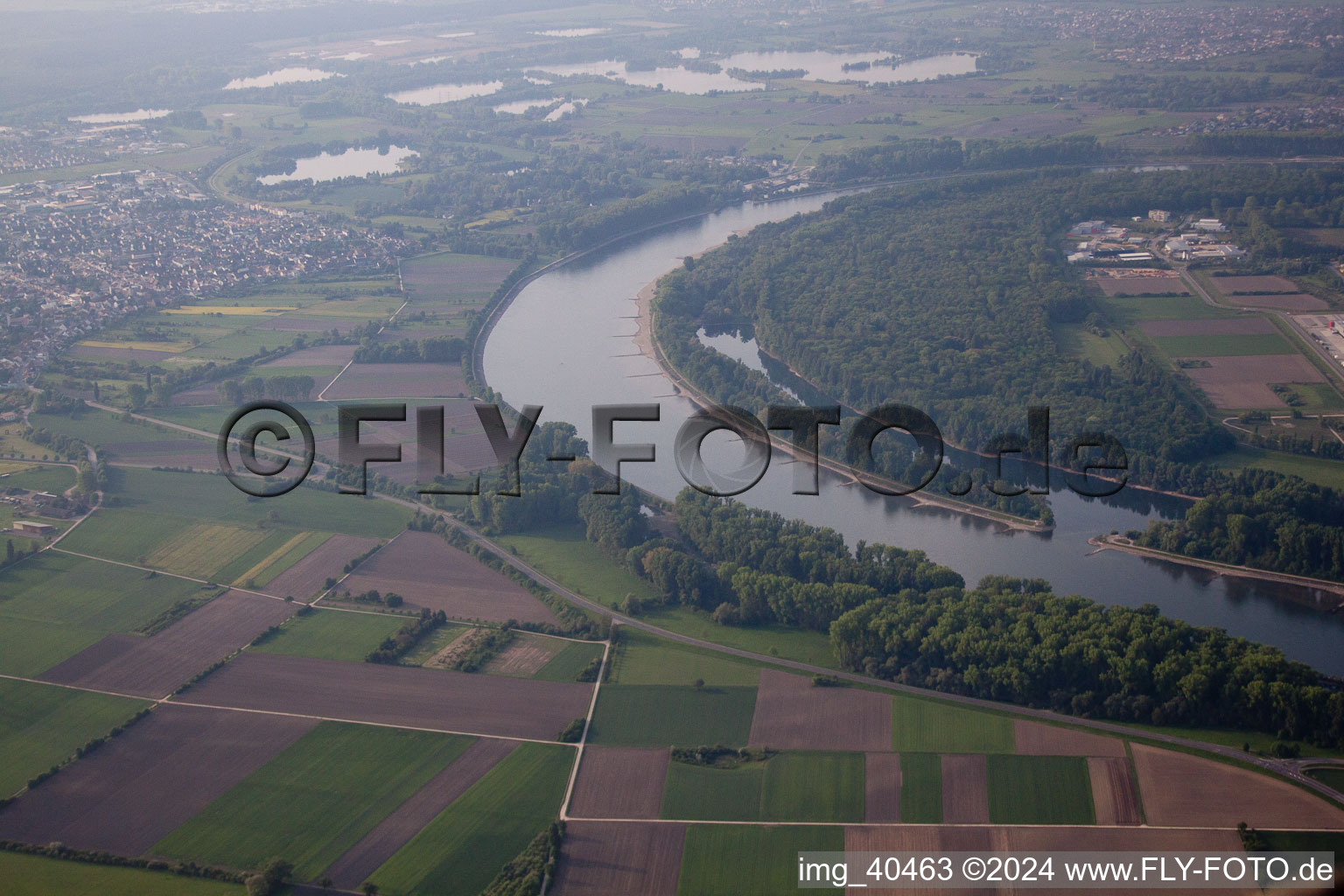 Altlußheim in the state Baden-Wuerttemberg, Germany from the plane