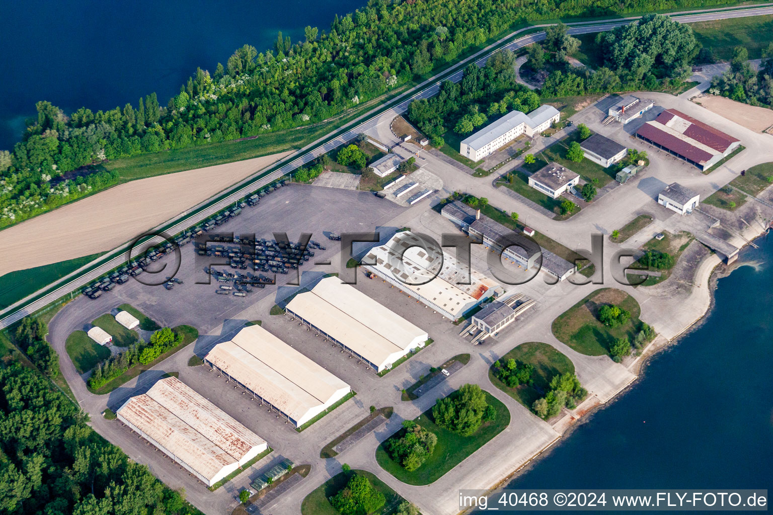 Areal of military water training ground Reffenthal in Speyer in the state Rhineland-Palatinate, Germany