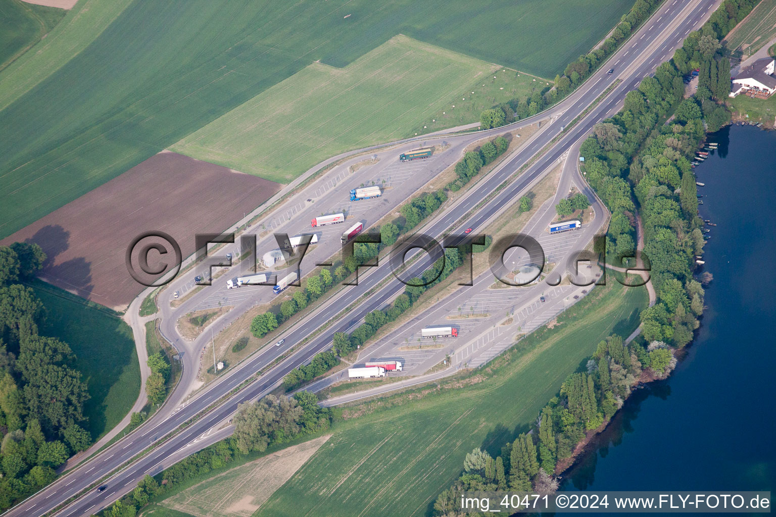 Motorway parking in Speyer in the state Rhineland-Palatinate, Germany