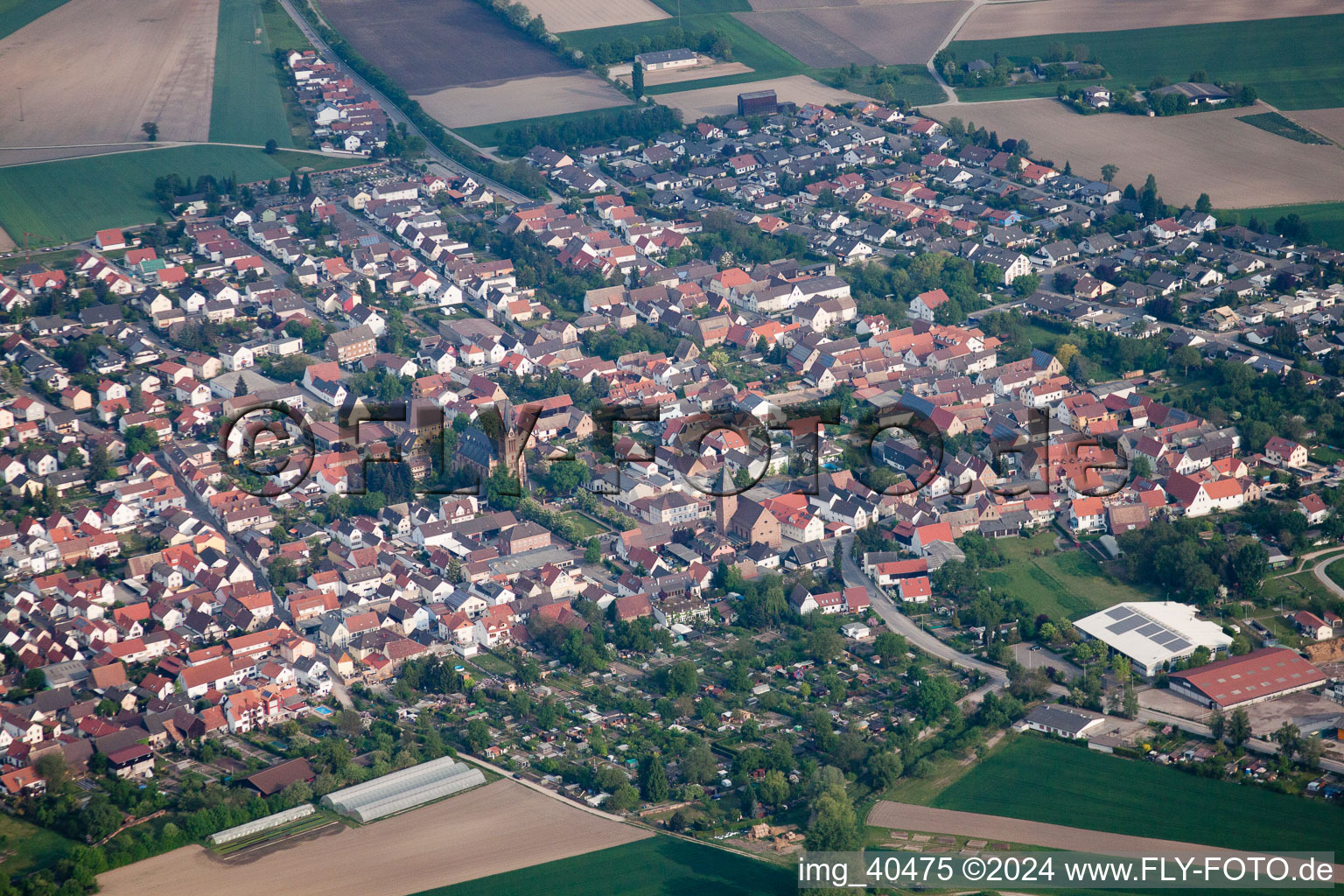 Otterstadt in the state Rhineland-Palatinate, Germany from above