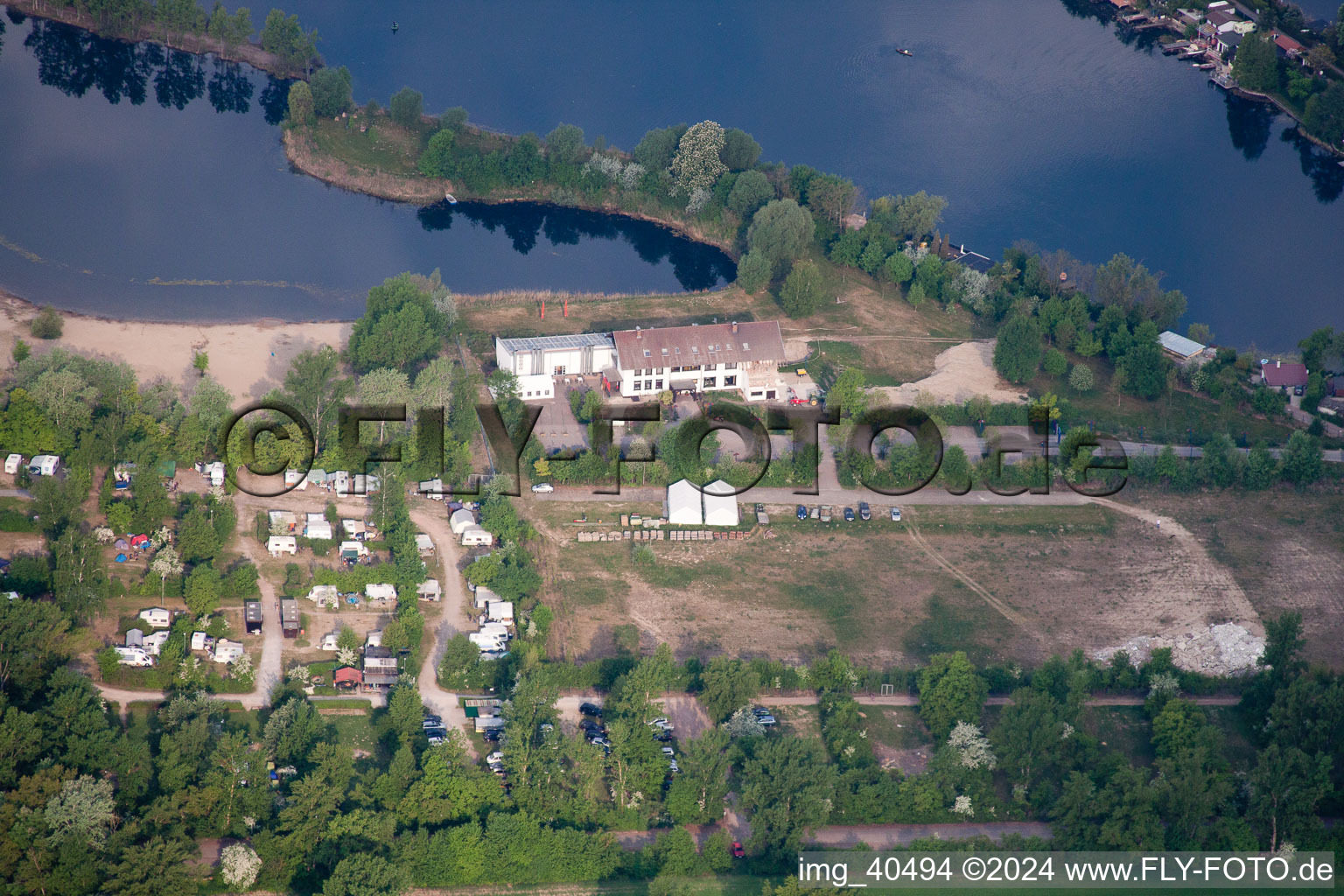 Bird's eye view of Altrip in the state Rhineland-Palatinate, Germany