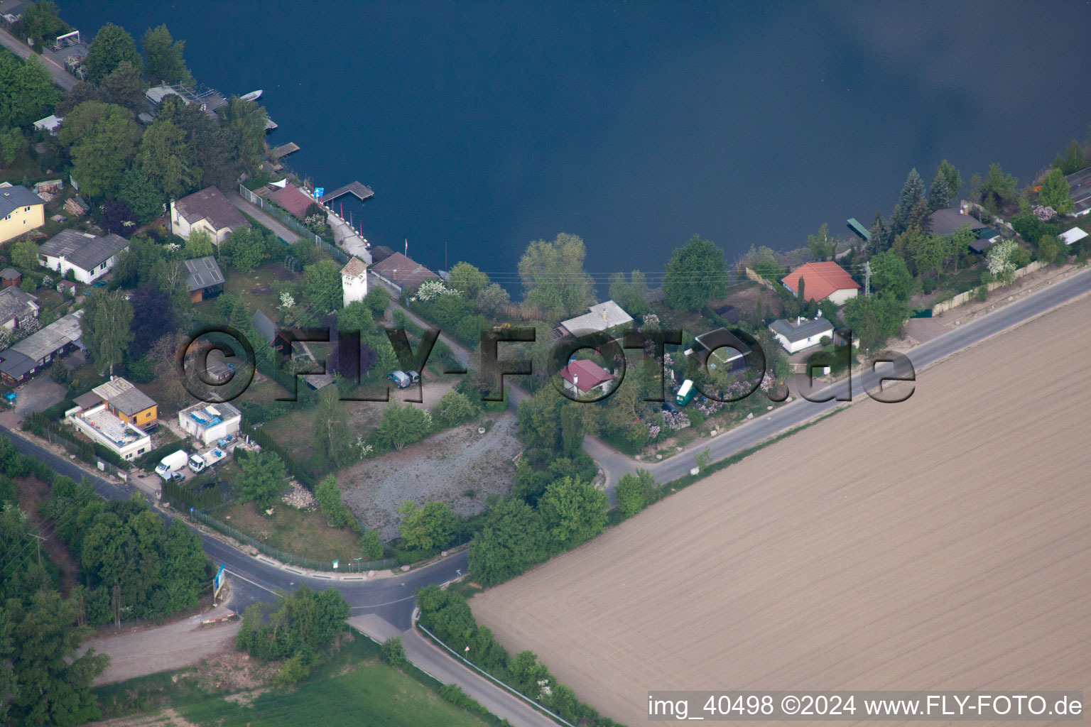 Altrip in the state Rhineland-Palatinate, Germany from the drone perspective