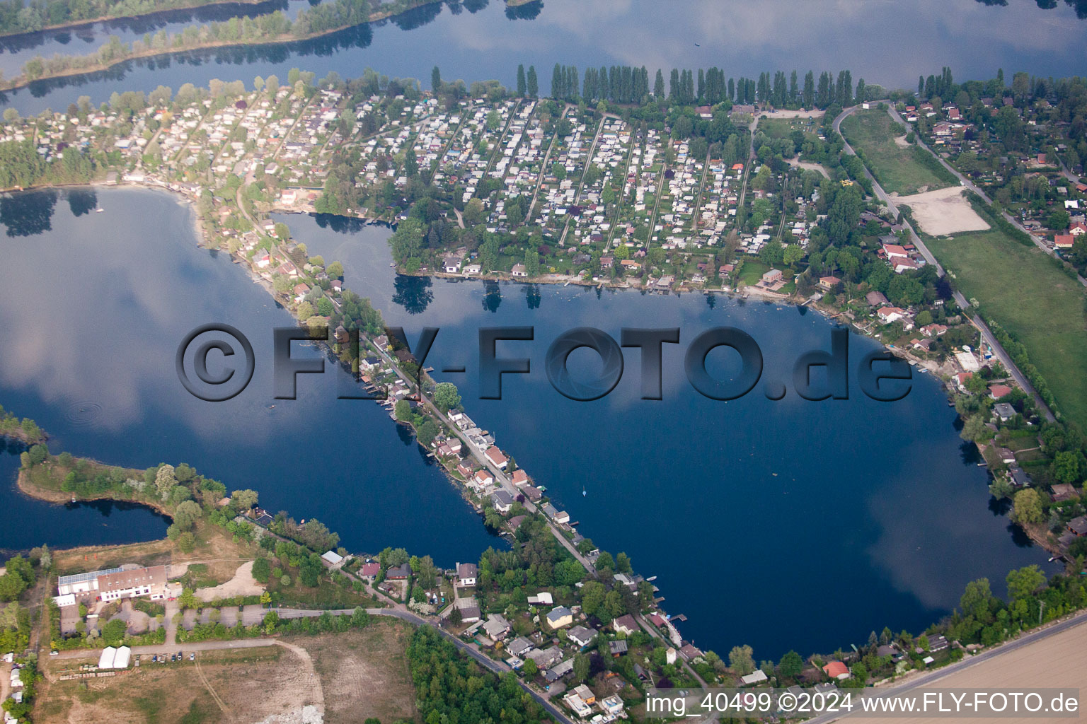 Drone image of Blue Adriatic in Altrip in the state Rhineland-Palatinate, Germany