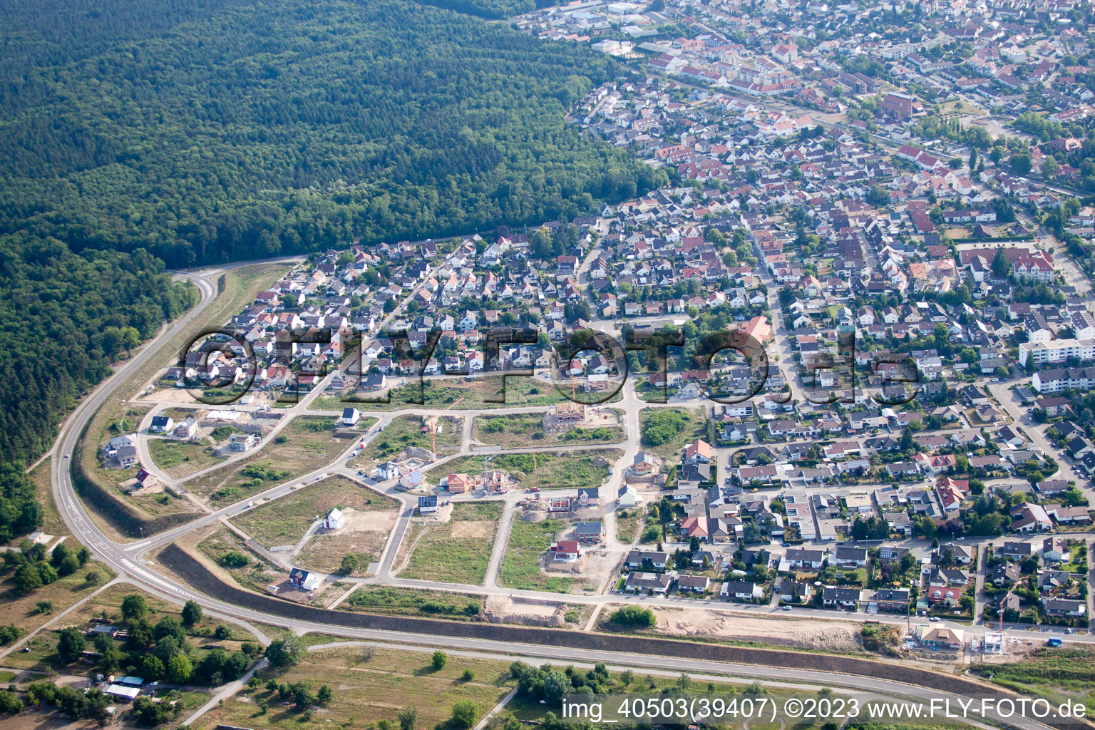 Jockgrim in the state Rhineland-Palatinate, Germany from the drone perspective