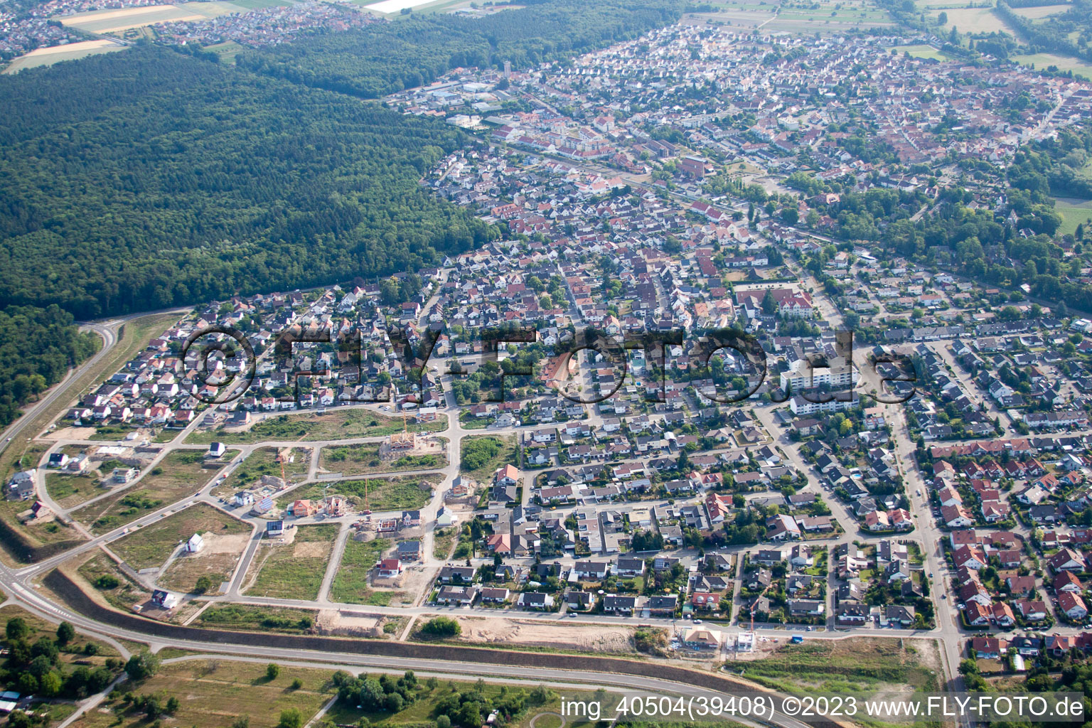 Jockgrim in the state Rhineland-Palatinate, Germany from a drone