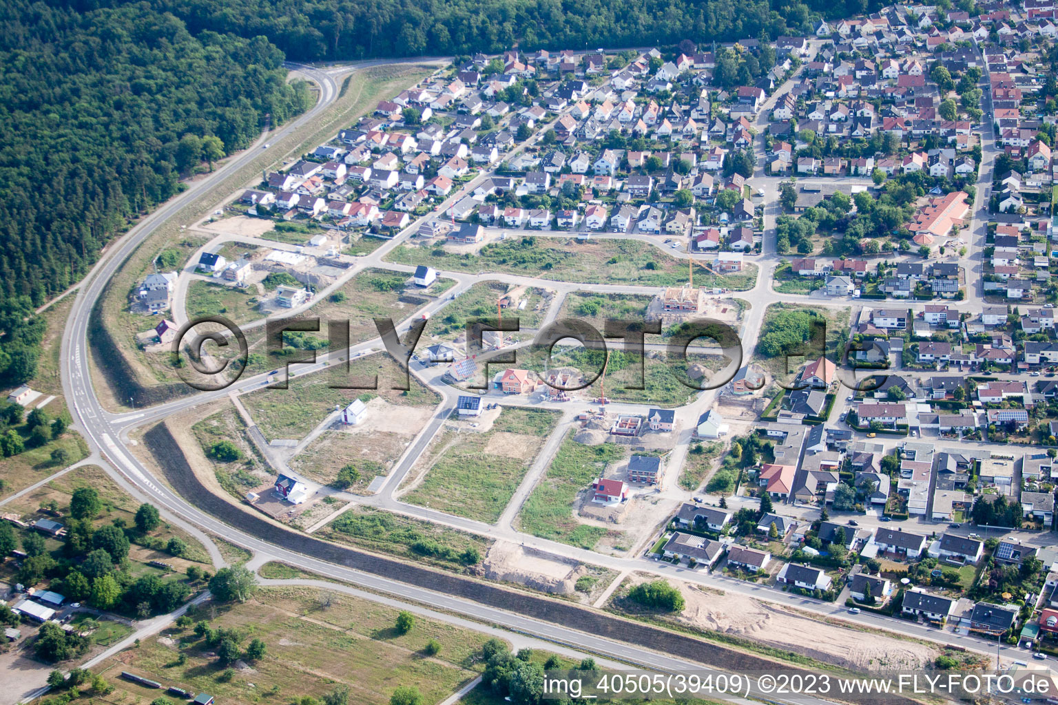 Jockgrim in the state Rhineland-Palatinate, Germany seen from a drone