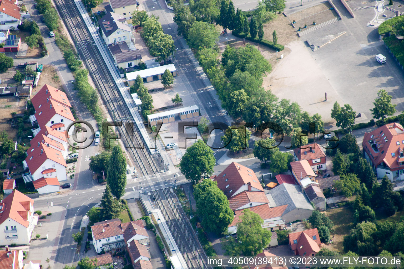 Jockgrim in the state Rhineland-Palatinate, Germany from above