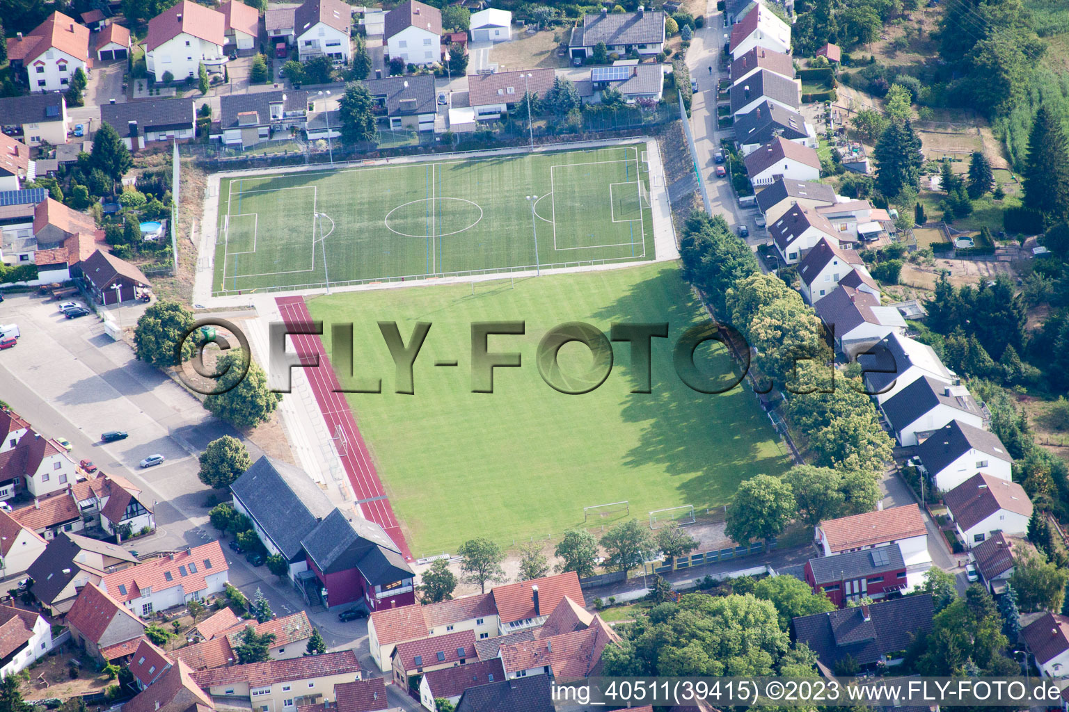 Jockgrim in the state Rhineland-Palatinate, Germany seen from above