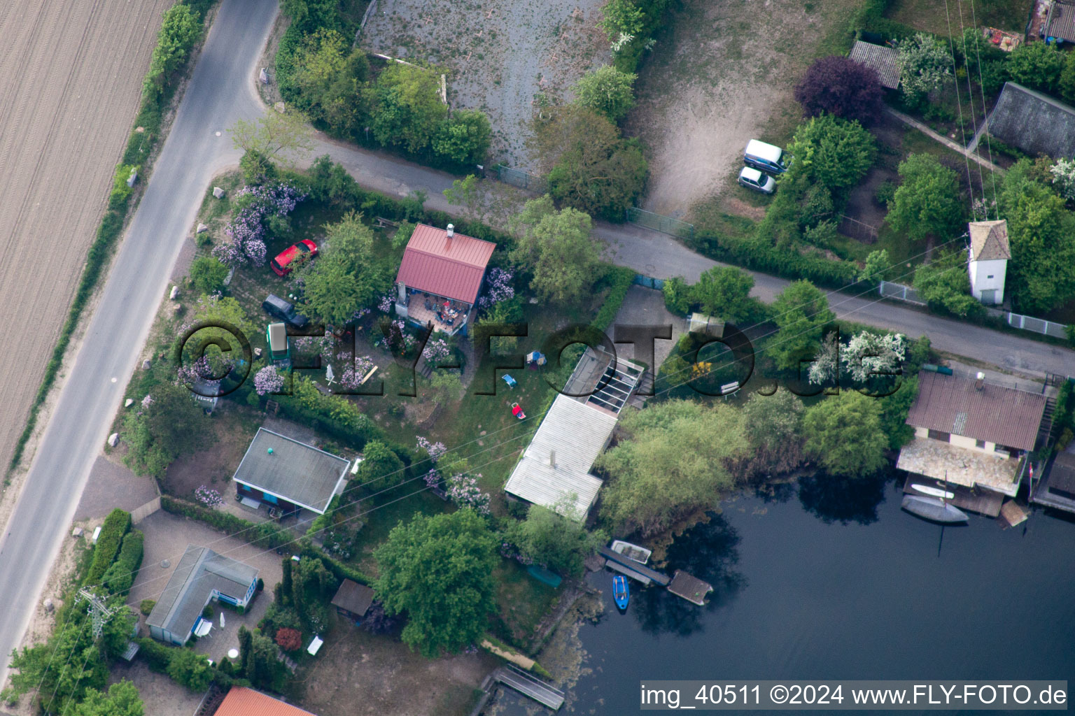 Aerial photograpy of Blue Adriatic in Altrip in the state Rhineland-Palatinate, Germany