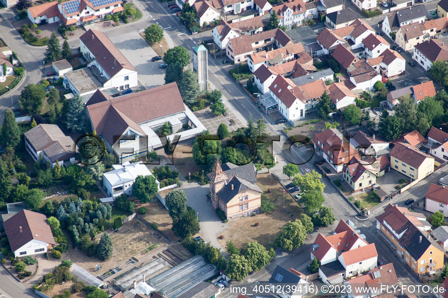 Jockgrim in the state Rhineland-Palatinate, Germany from the plane