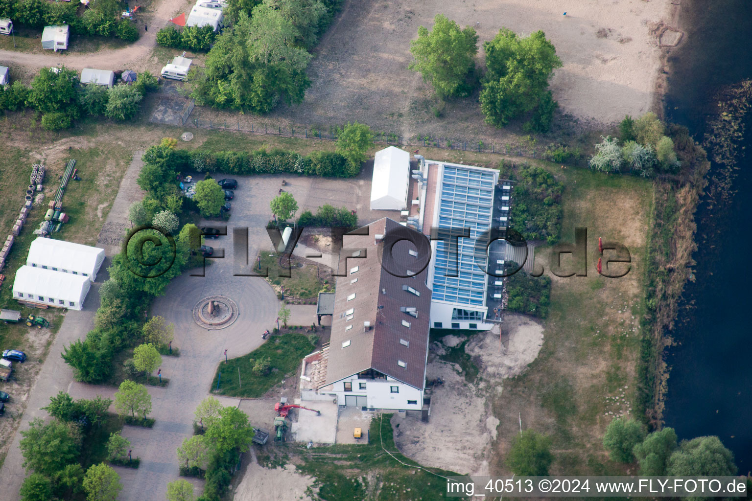 Aerial photograpy of Altrip in the state Rhineland-Palatinate, Germany