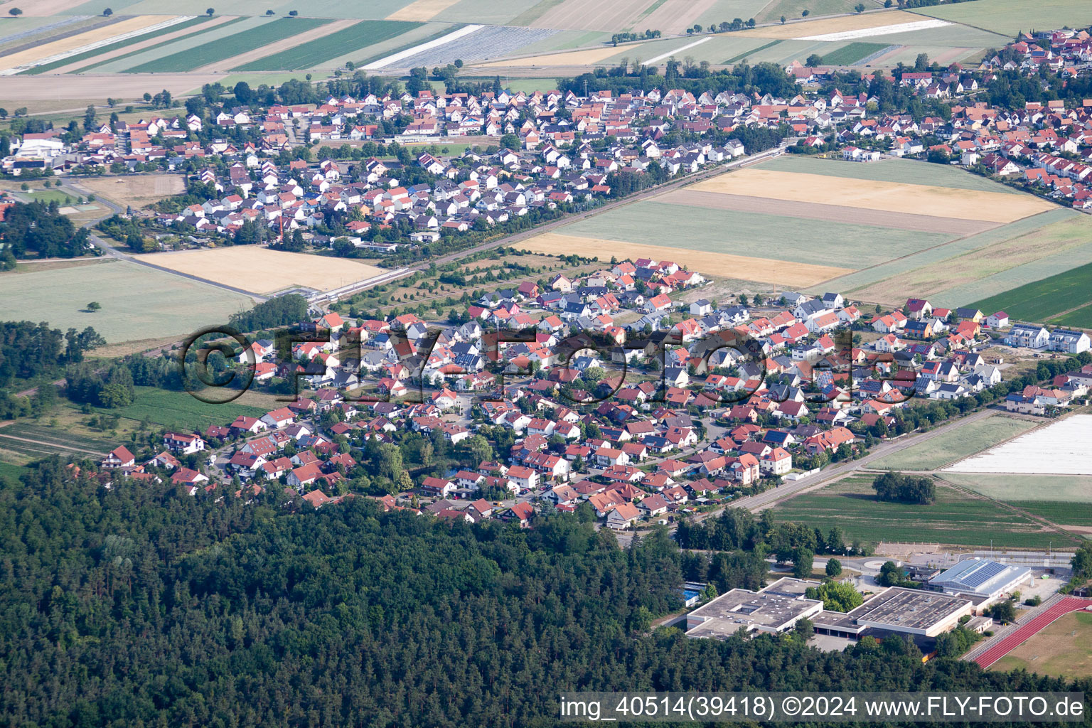 Rheinzabern in the state Rhineland-Palatinate, Germany from the drone perspective