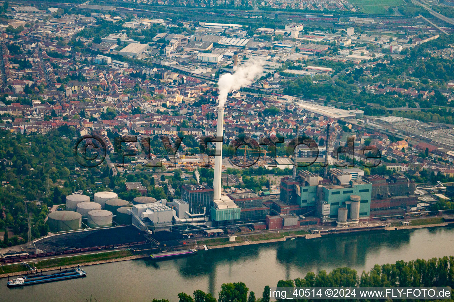 Aerial view of GKM in the district Neckarau in Mannheim in the state Baden-Wuerttemberg, Germany