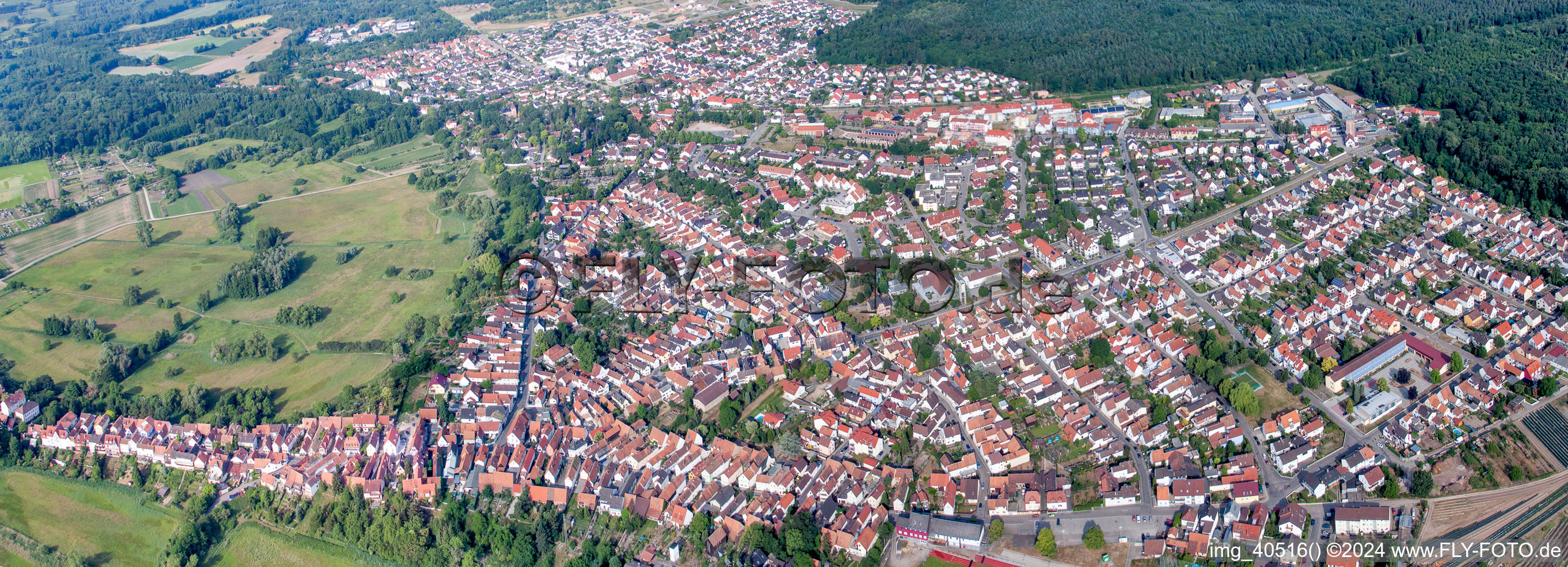 Jockgrim in the state Rhineland-Palatinate, Germany viewn from the air