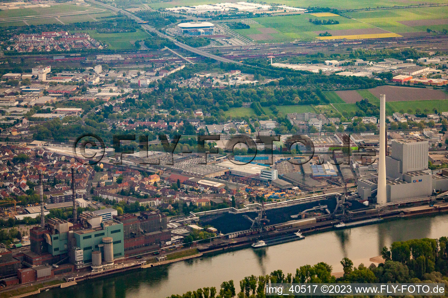 GKM in the district Neckarau in Mannheim in the state Baden-Wuerttemberg, Germany from above