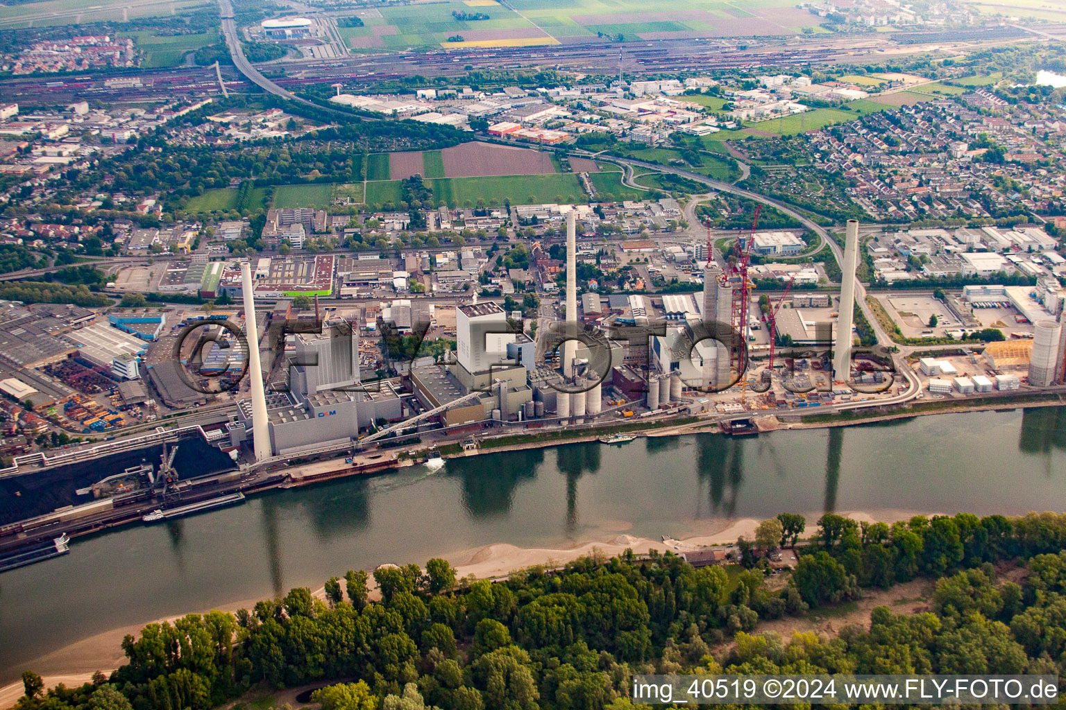 GKM in the district Neckarau in Mannheim in the state Baden-Wuerttemberg, Germany seen from above