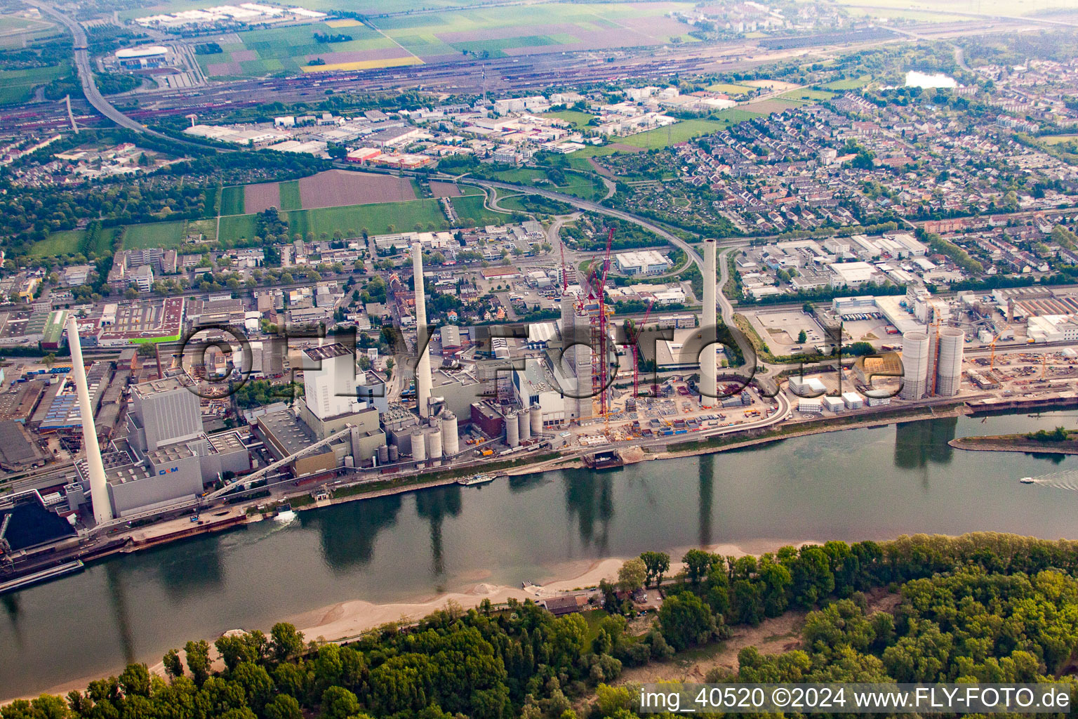 GKM in the district Neckarau in Mannheim in the state Baden-Wuerttemberg, Germany from the plane