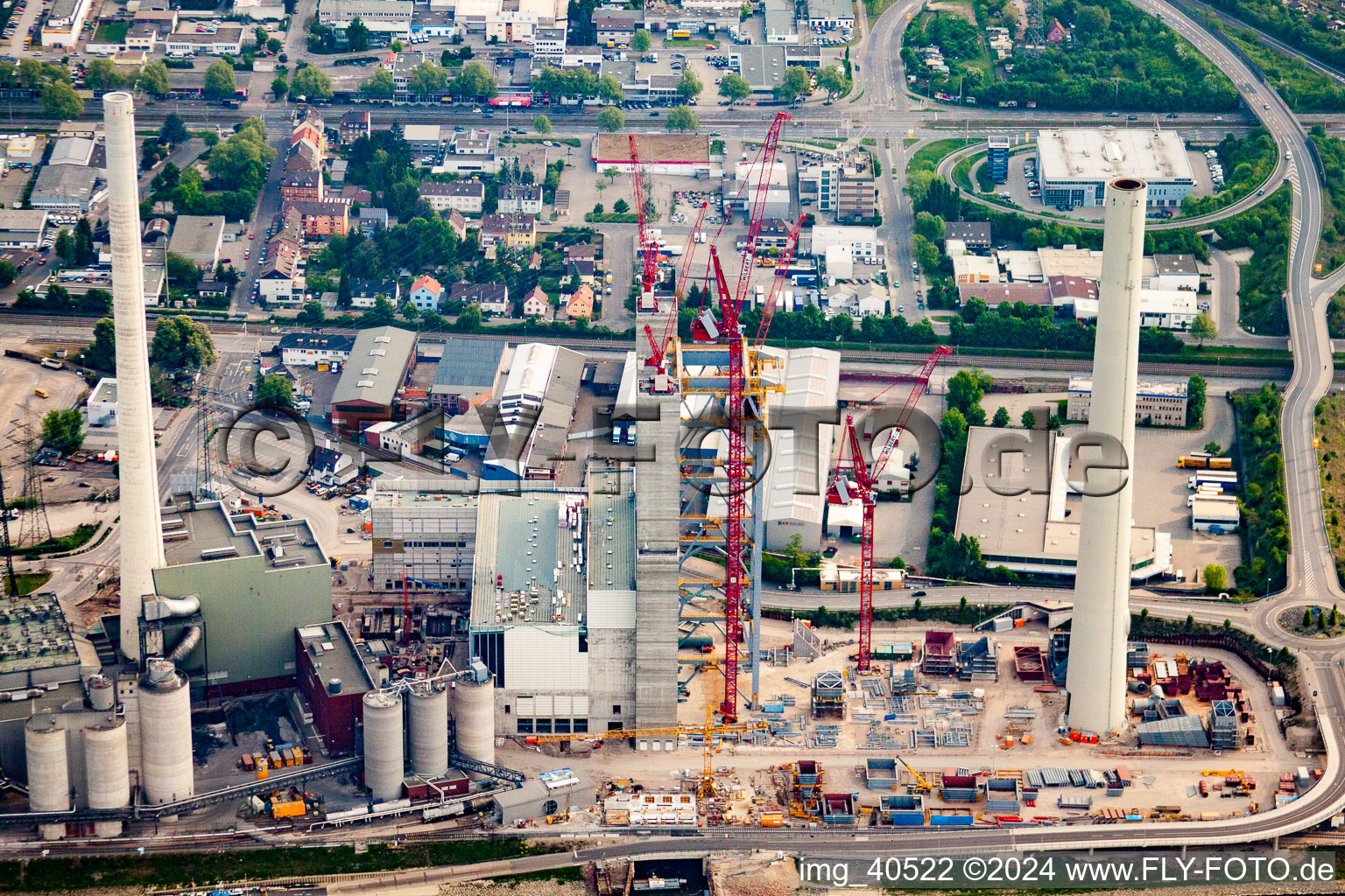 Bird's eye view of GKM in the district Neckarau in Mannheim in the state Baden-Wuerttemberg, Germany