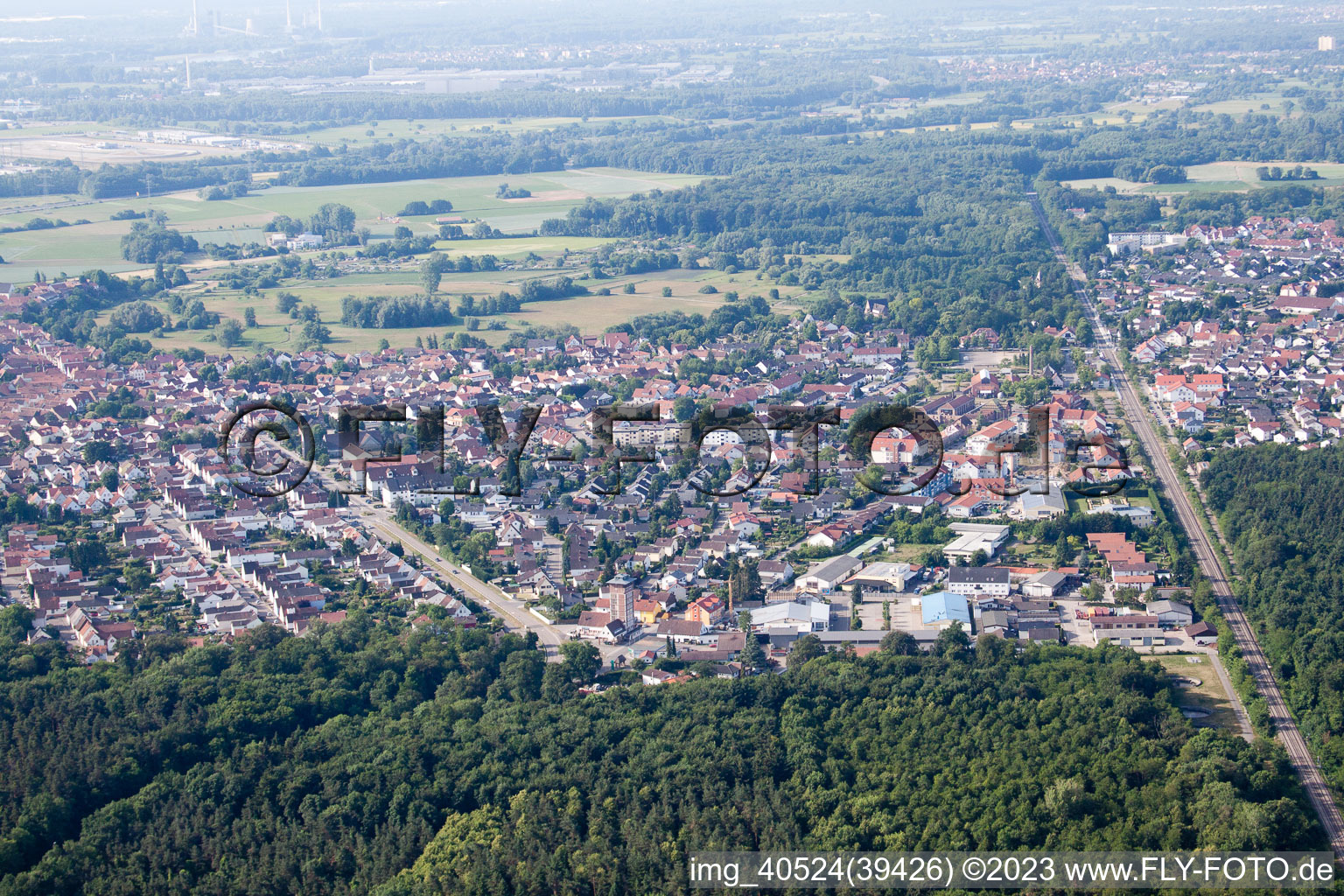 Drone recording of Jockgrim in the state Rhineland-Palatinate, Germany