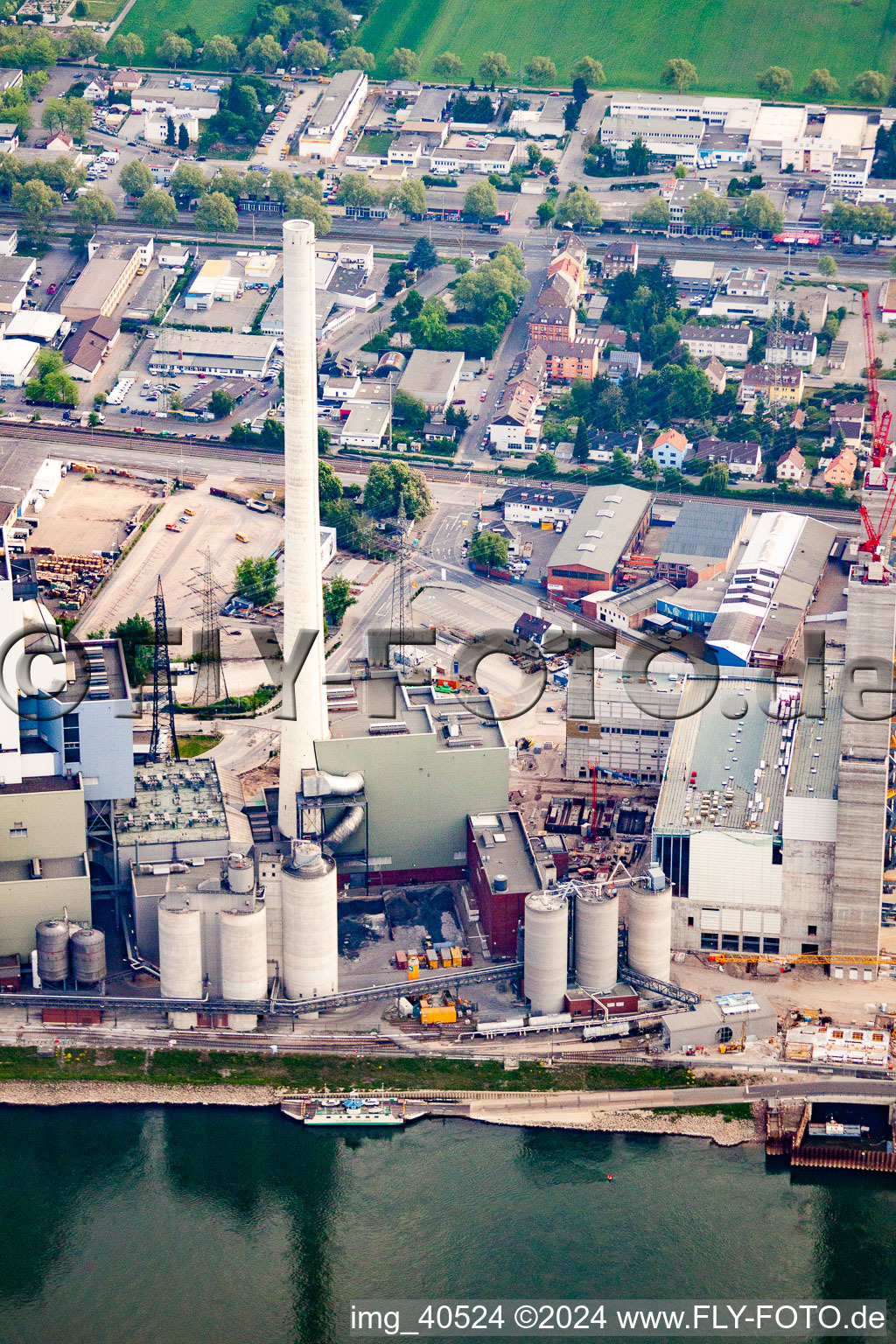 Drone recording of GKM in the district Neckarau in Mannheim in the state Baden-Wuerttemberg, Germany