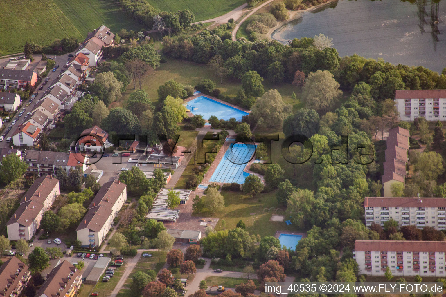 Park swimming pool in the district Rheinau in Mannheim in the state Baden-Wuerttemberg, Germany