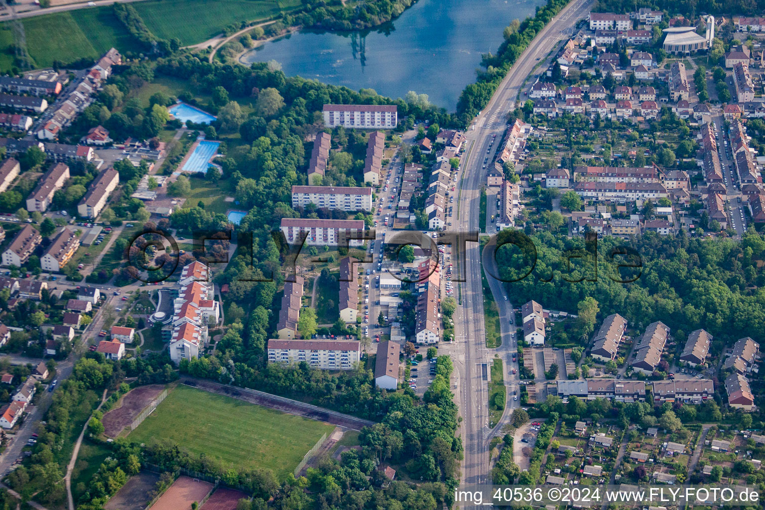 Pfingstberg pond in the district Rheinau in Mannheim in the state Baden-Wuerttemberg, Germany