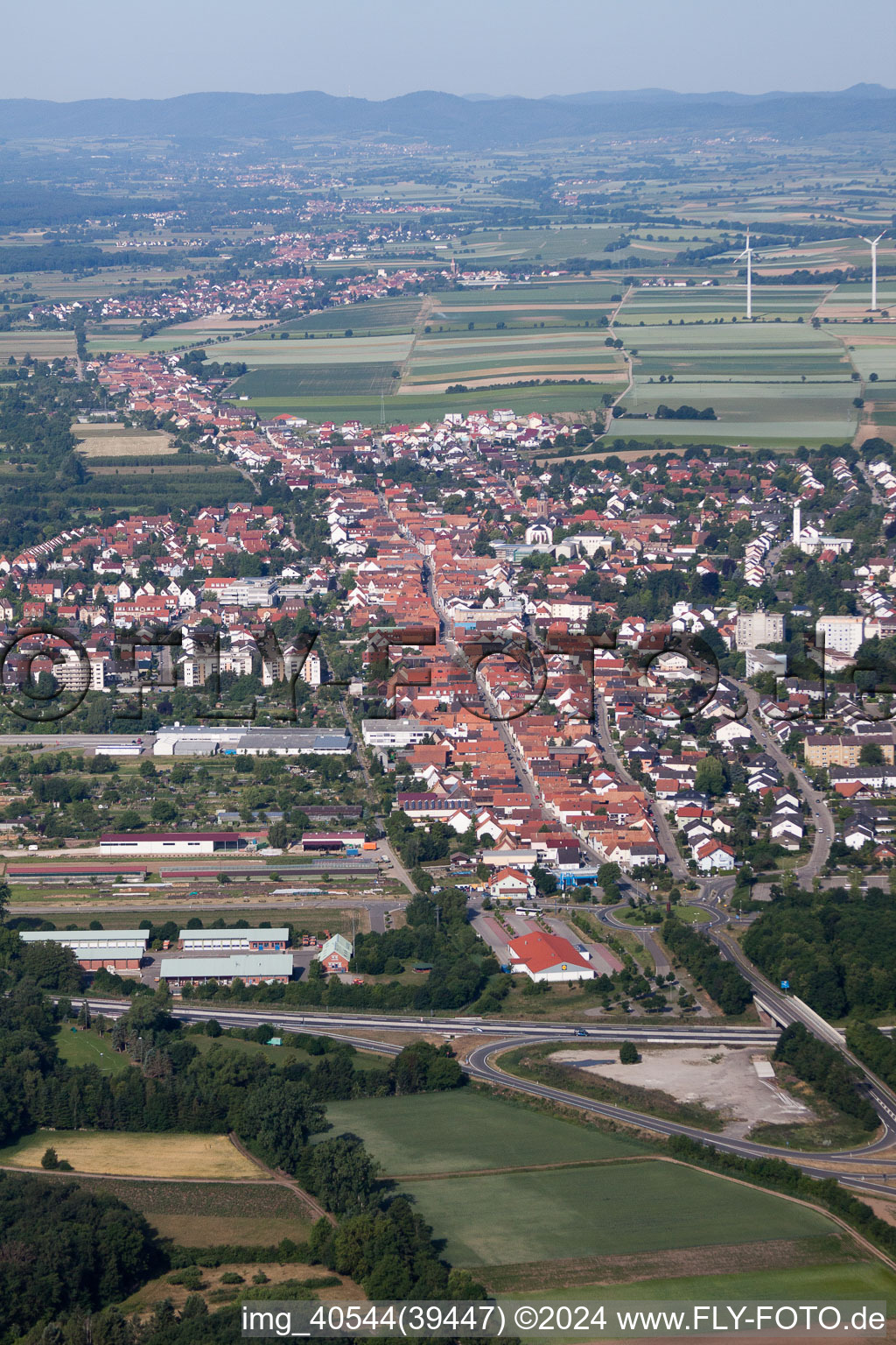 From the east in Kandel in the state Rhineland-Palatinate, Germany viewn from the air