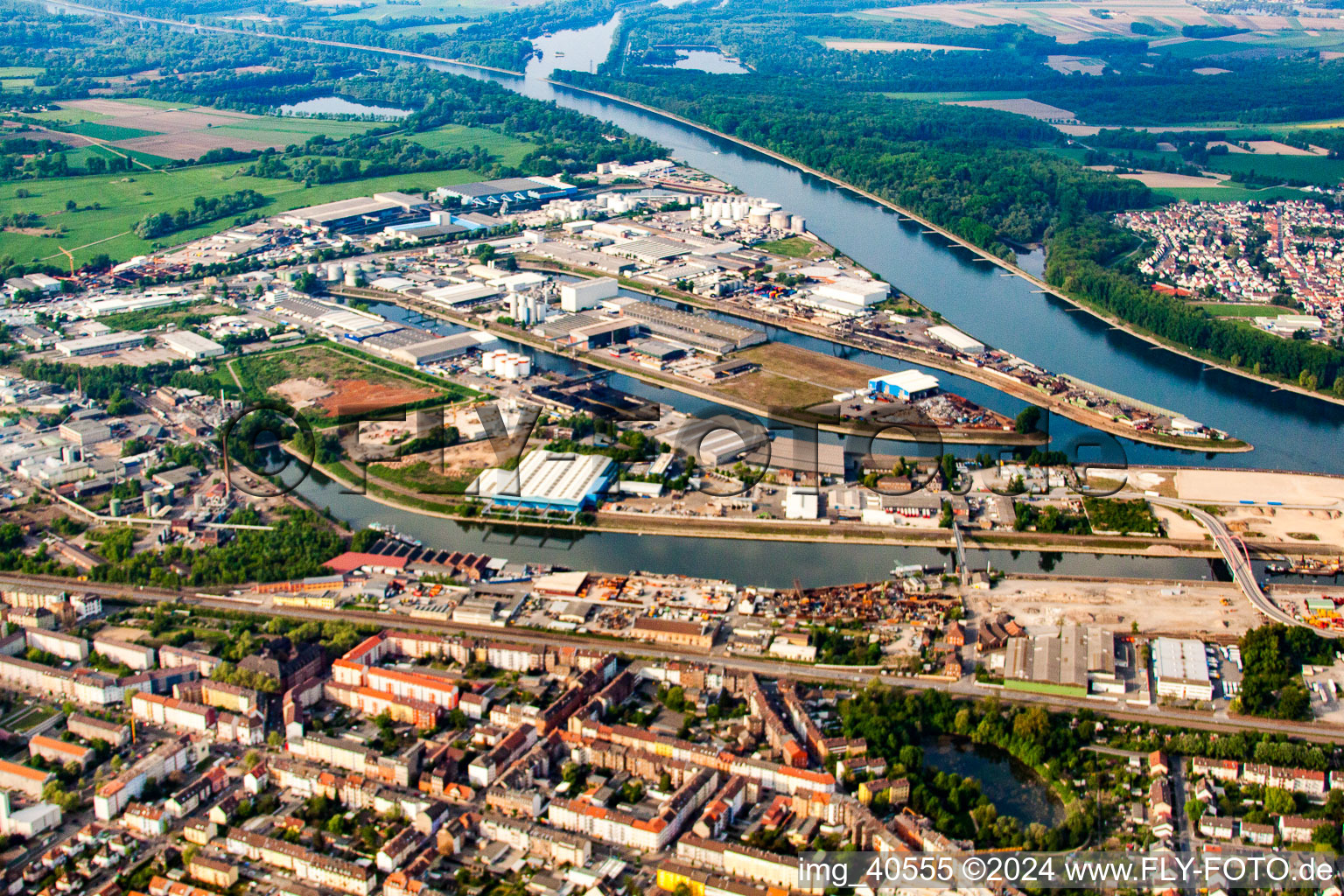 Harbor in the district Rheinau in Mannheim in the state Baden-Wuerttemberg, Germany