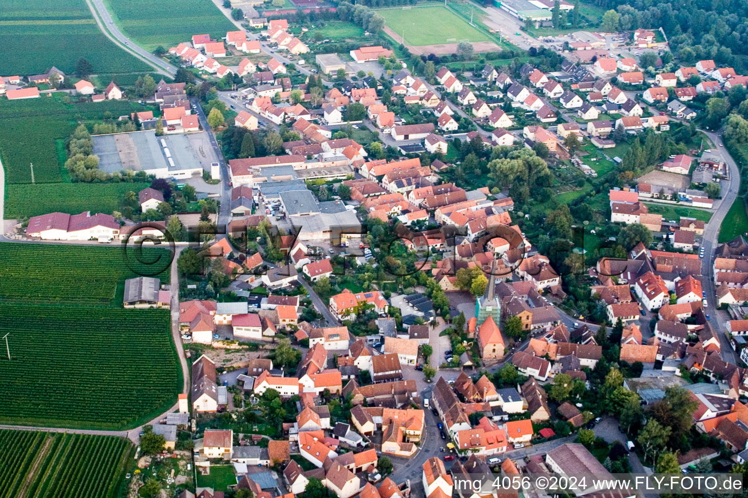 Siebeldingen in the state Rhineland-Palatinate, Germany from above