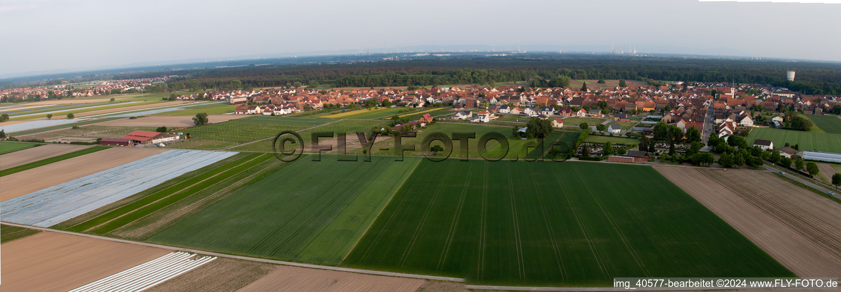 Hatzenbühl in the state Rhineland-Palatinate, Germany from the plane