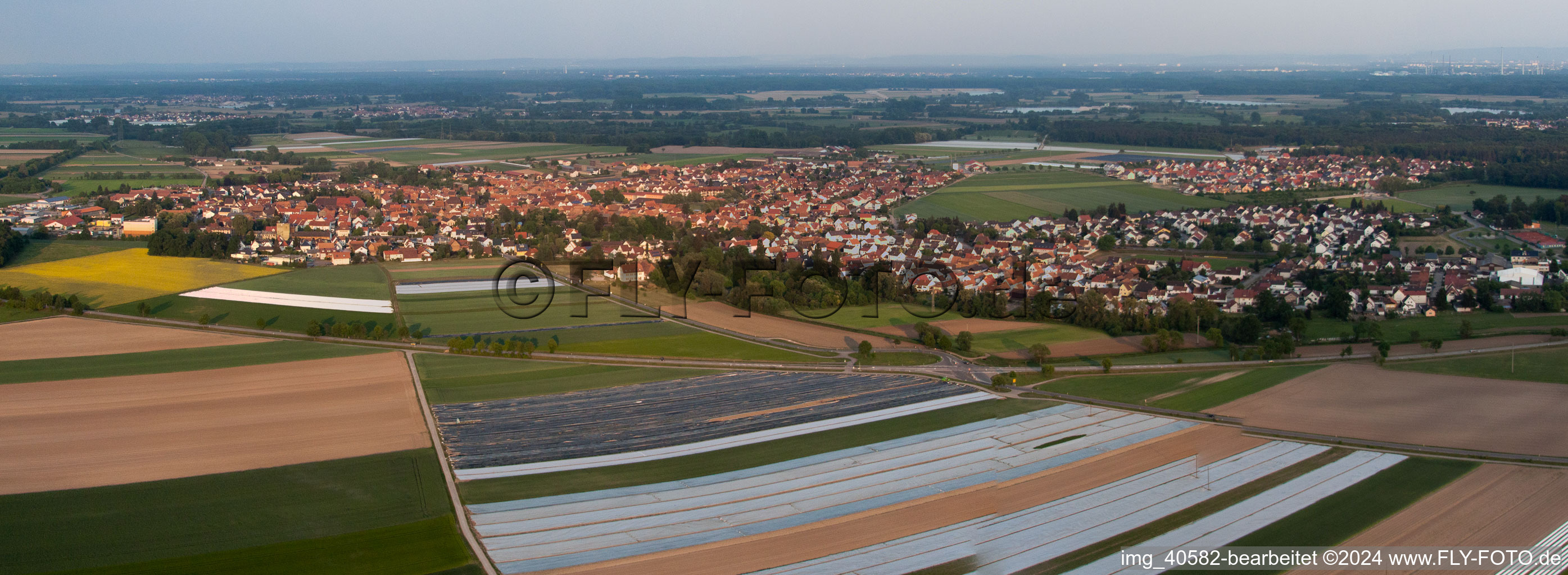 Rheinzabern in the state Rhineland-Palatinate, Germany seen from a drone