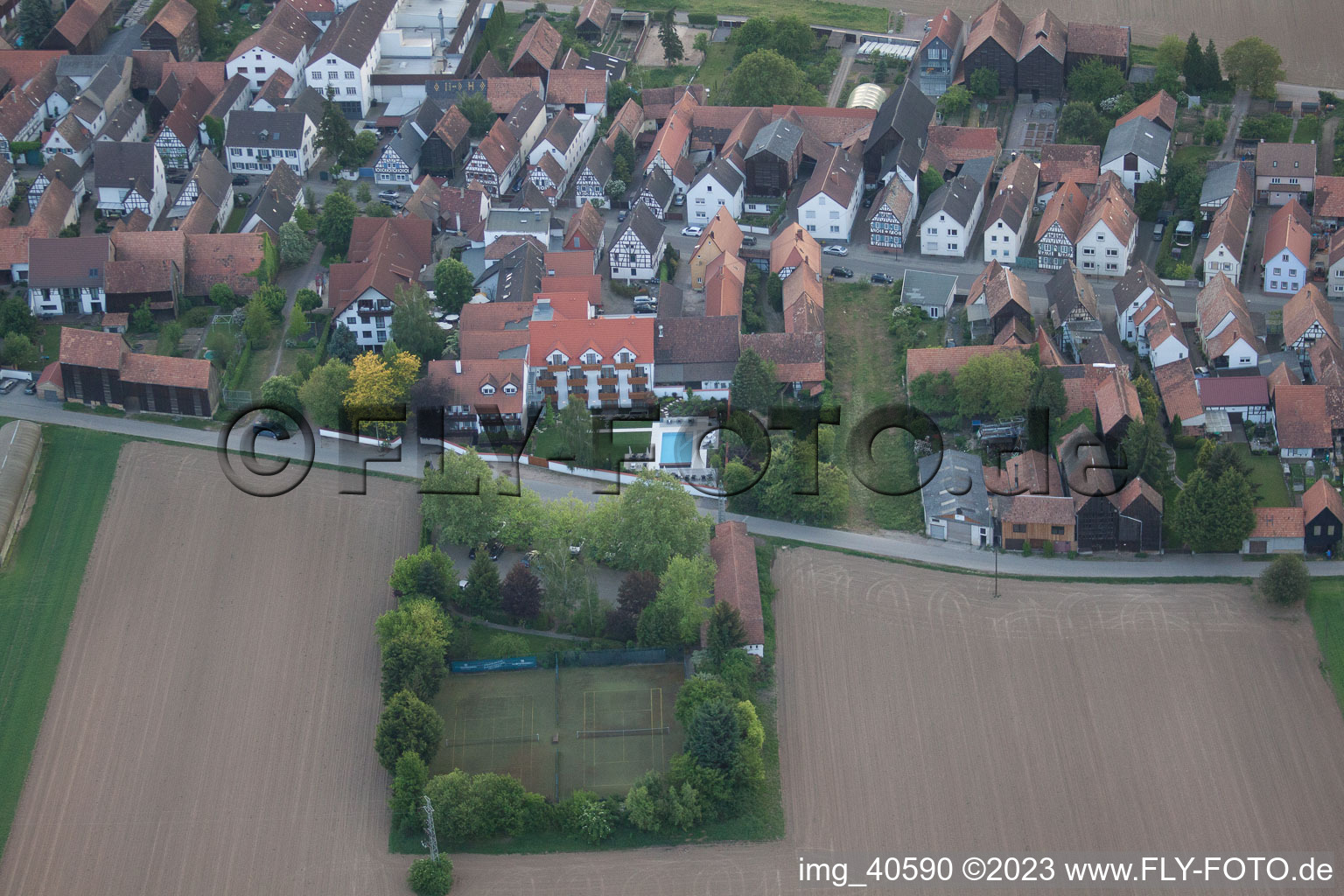 District Hayna in Herxheim bei Landau/Pfalz in the state Rhineland-Palatinate, Germany viewn from the air