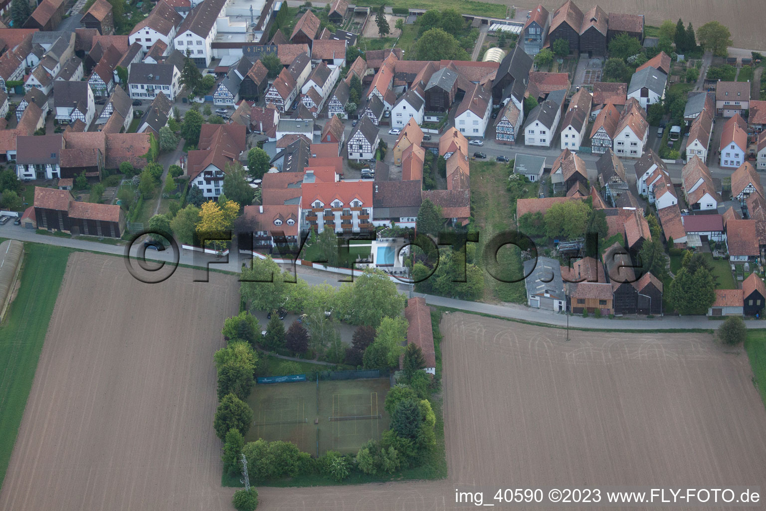 District Hayna in Herxheim bei Landau in the state Rhineland-Palatinate, Germany from the drone perspective