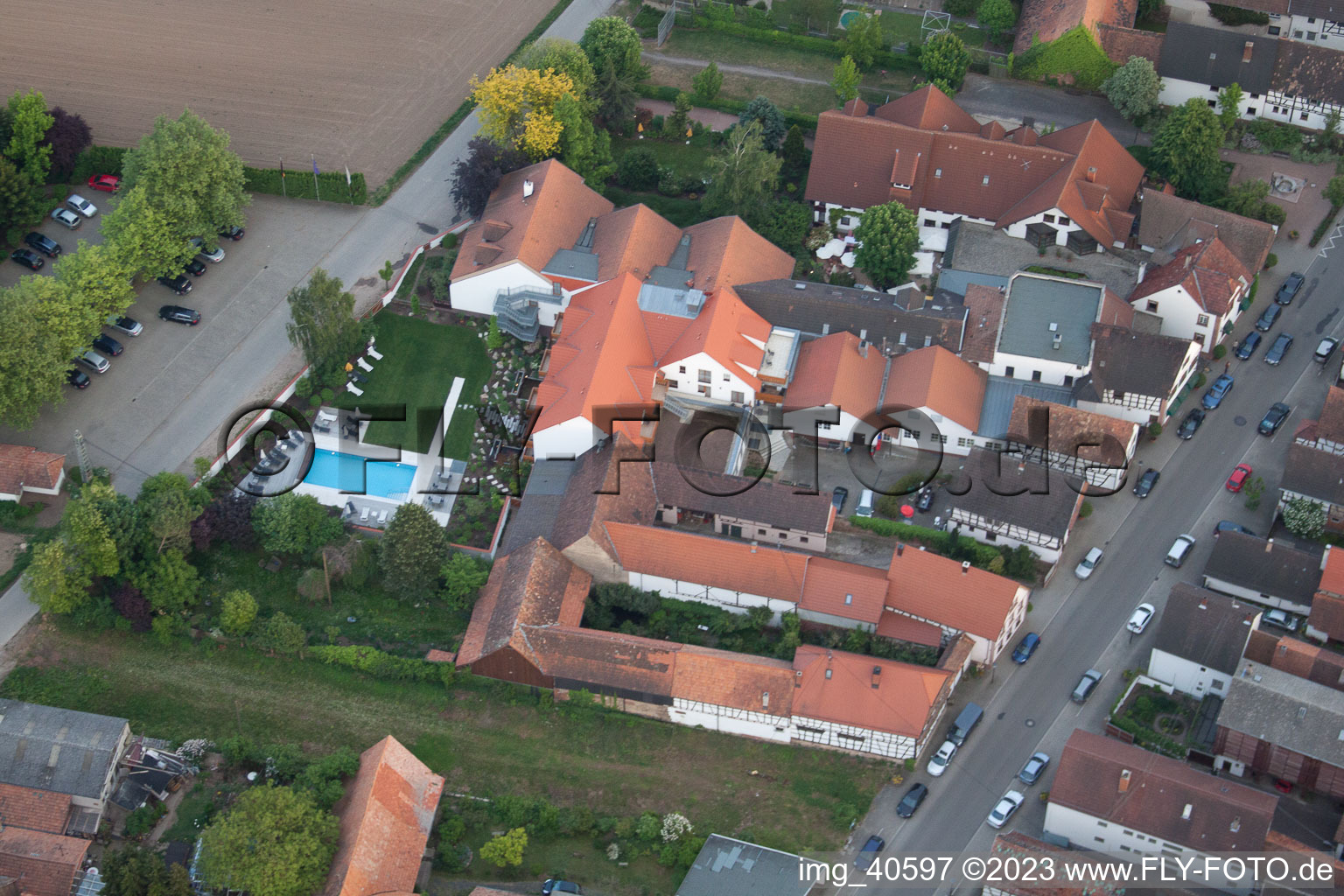 Oblique view of District Hayna in Herxheim bei Landau in the state Rhineland-Palatinate, Germany